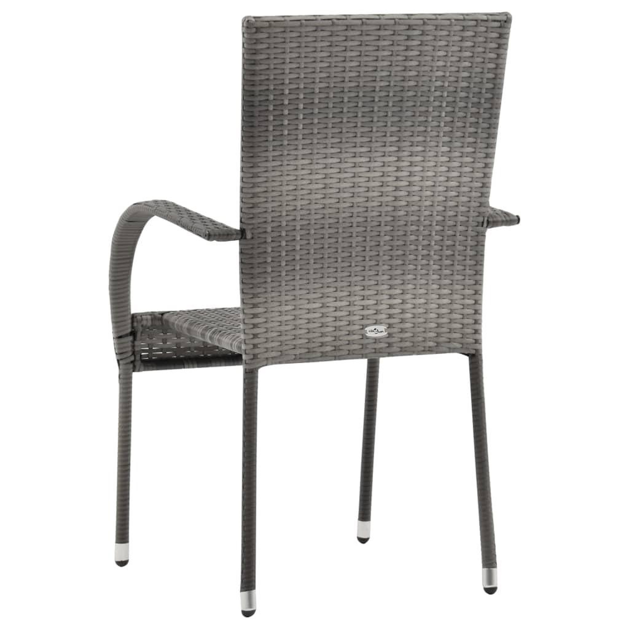 Voir la diapositive 5 : VIDAXL Chaises empilables d'exterieur lot de 4 Gris Resine tressee