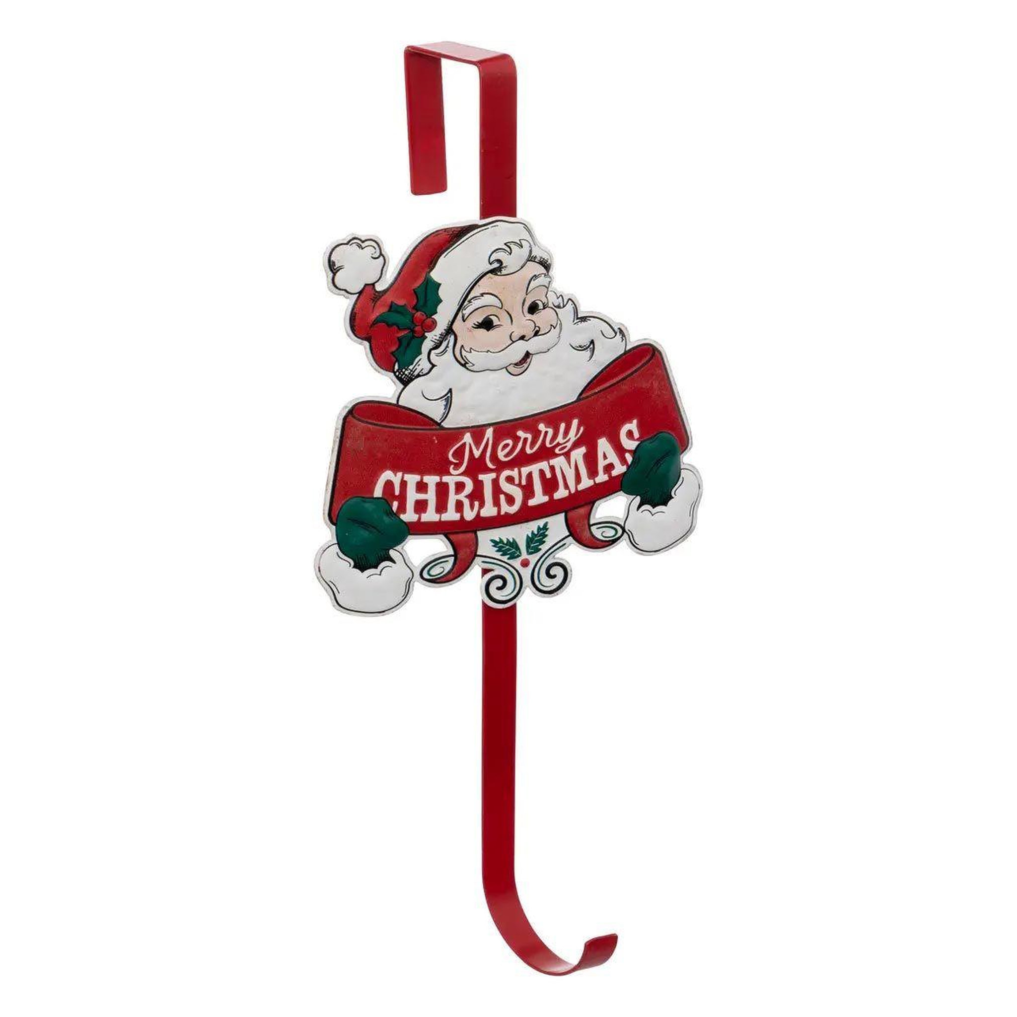 ATMOSPHERA Accroche couronne en métal  père noël  38cm rouge