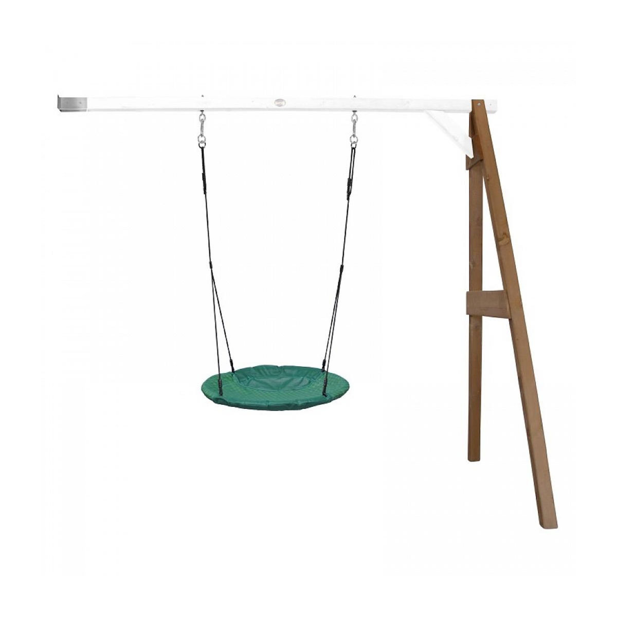 Axi House AXI Portique mural en bois Marron Blanc avec balancoire siege nid rond