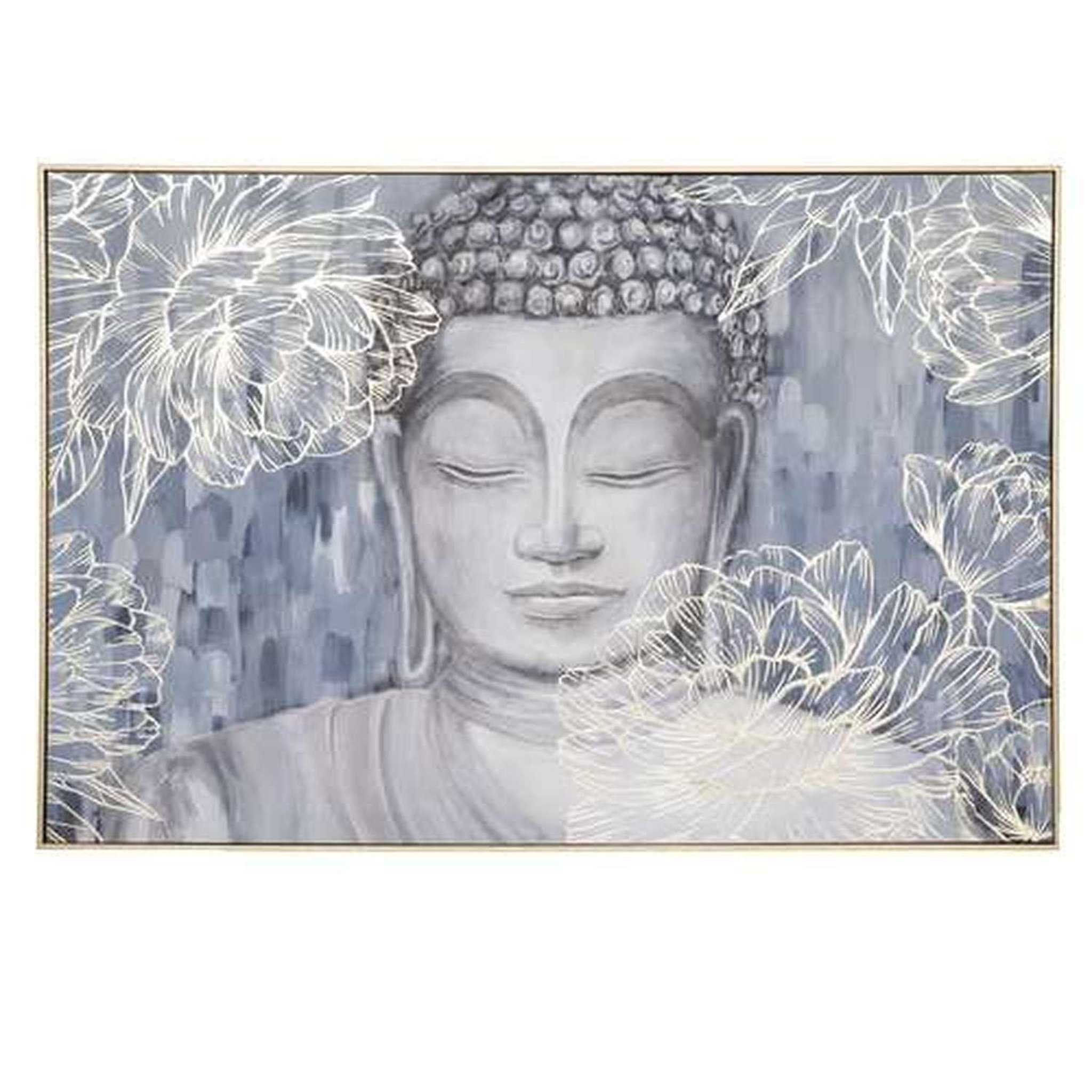 TOILINUX Toile imprimée encadrée bouddha effet alu - 60 x 90 cm
