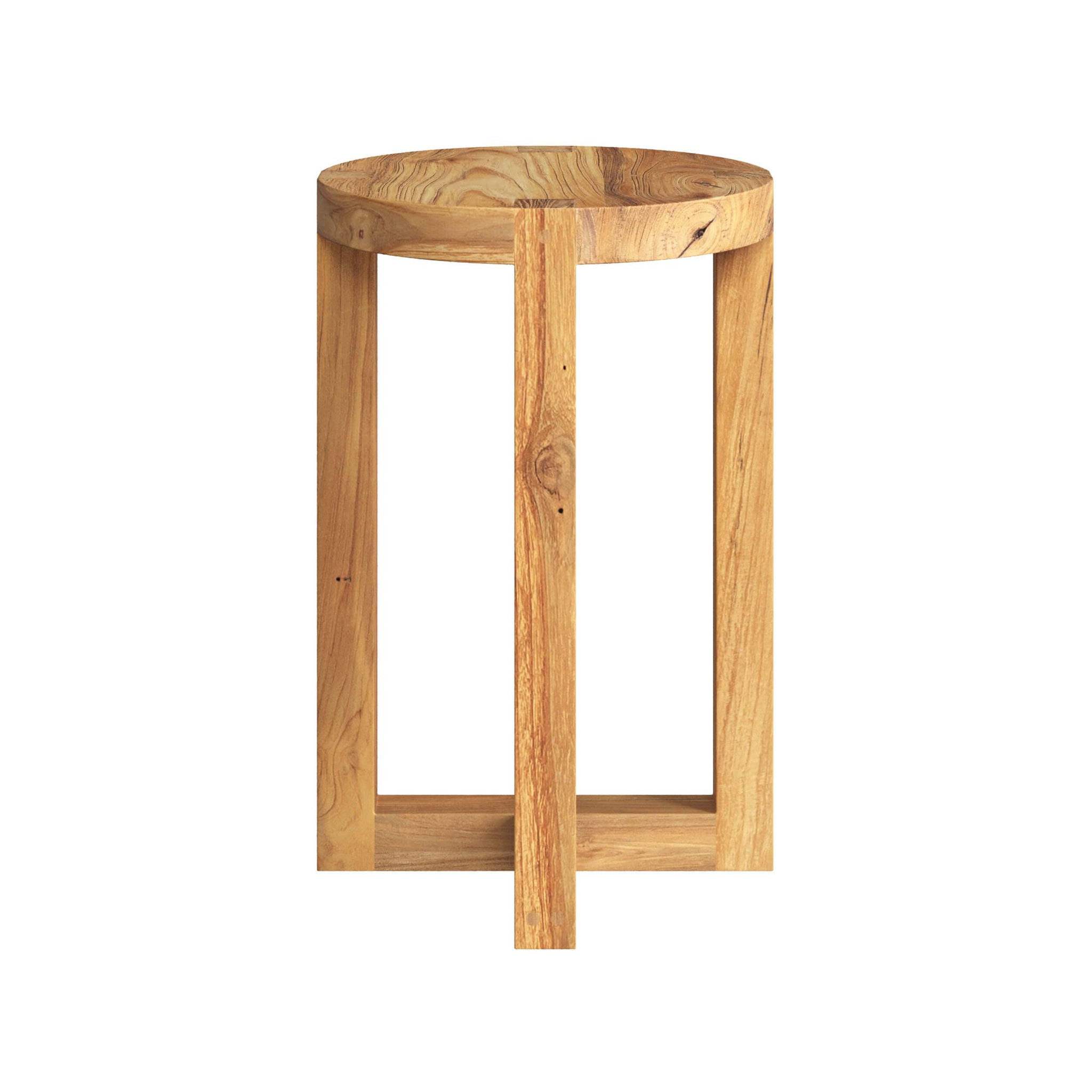 Voir la diapositive 5 : MAISON PAVANE Tabouret rond en bois de teck recyclé H45,5 cm-Noé