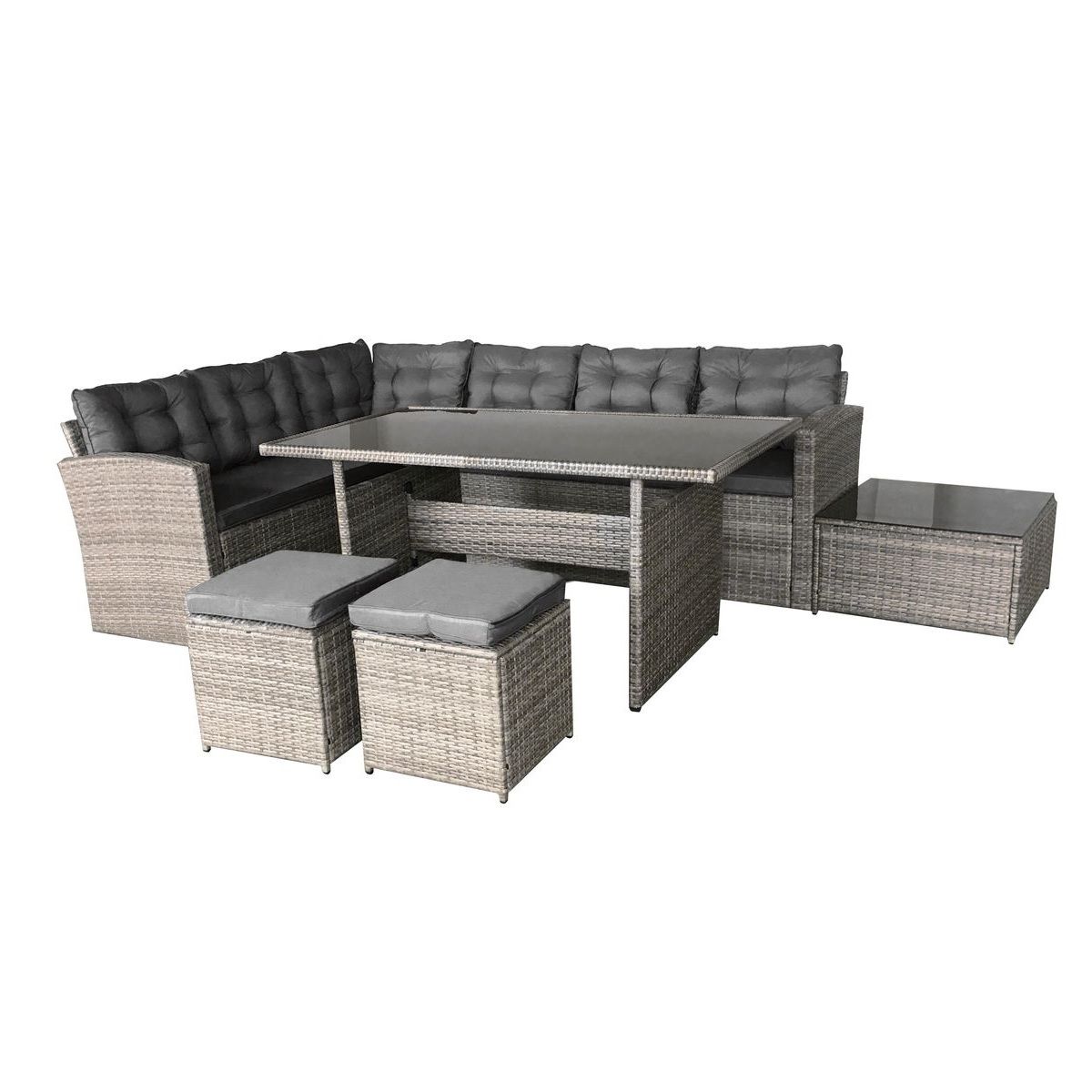 Salon repas de jardin en angle 9 personnes PAUL MATHIS