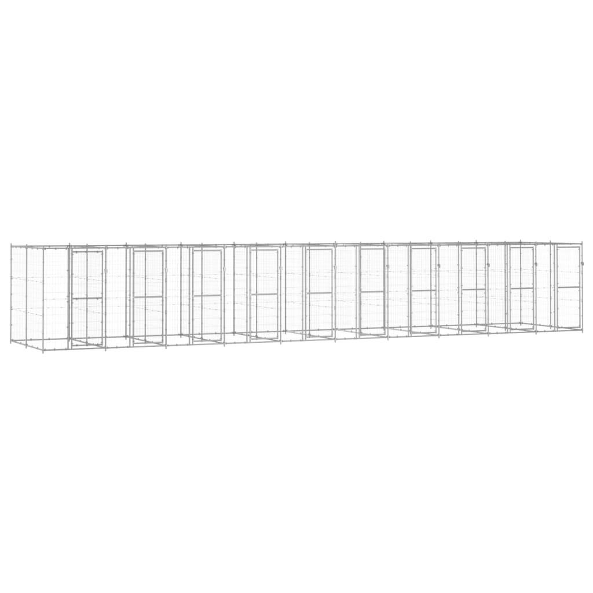VIDAXL Chenil exterieur Acier galvanise 24,2 m²