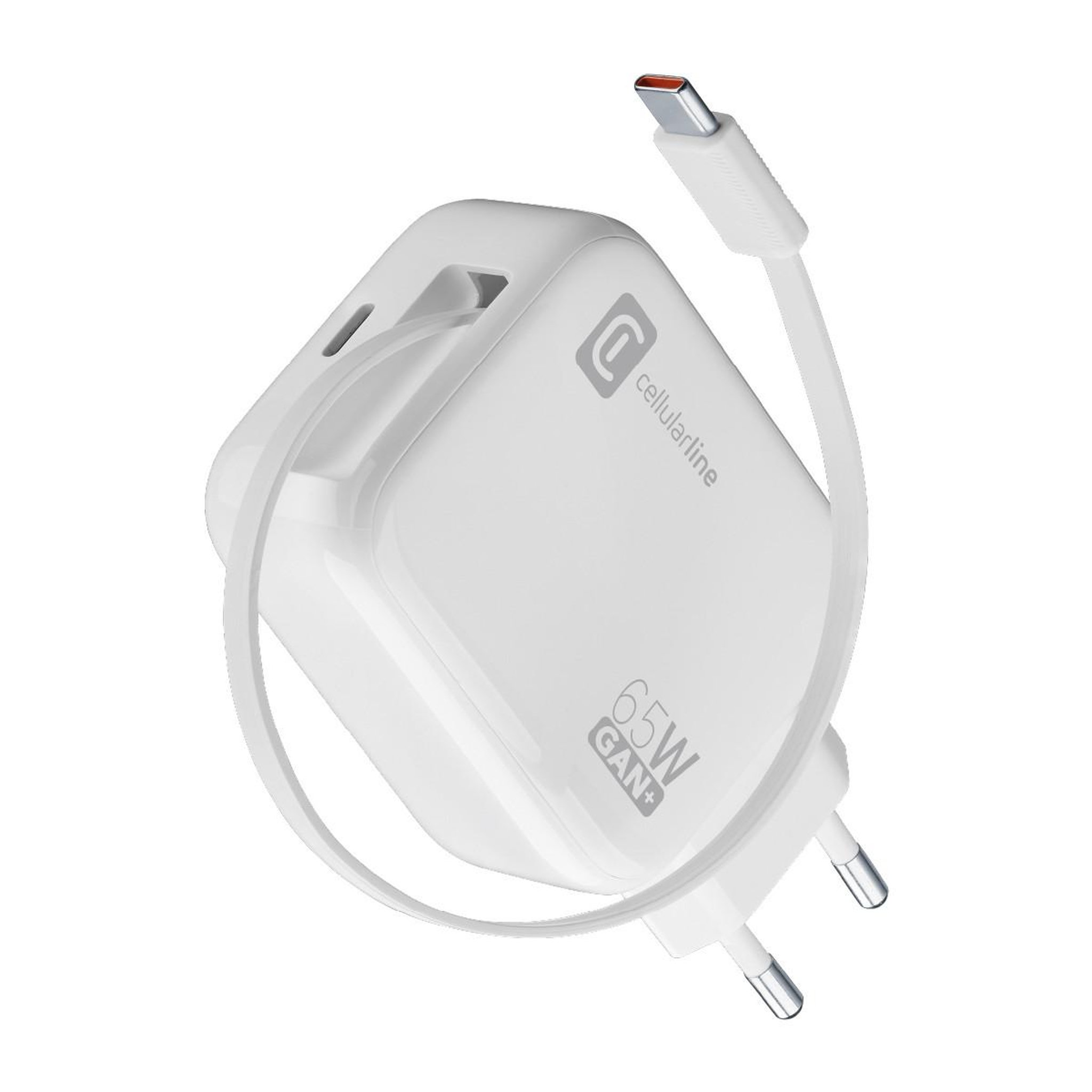 Voir la diapositive 2 : CELLULAR LINE Cellularline retractable power 65w smartphone, tablette, universel blanc secteur charge rapide intérieure