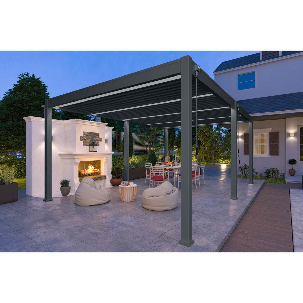 Pergola Bioclimatique autoportée 4x6 m - Aluminium - Anthracite - VS OmBREA®