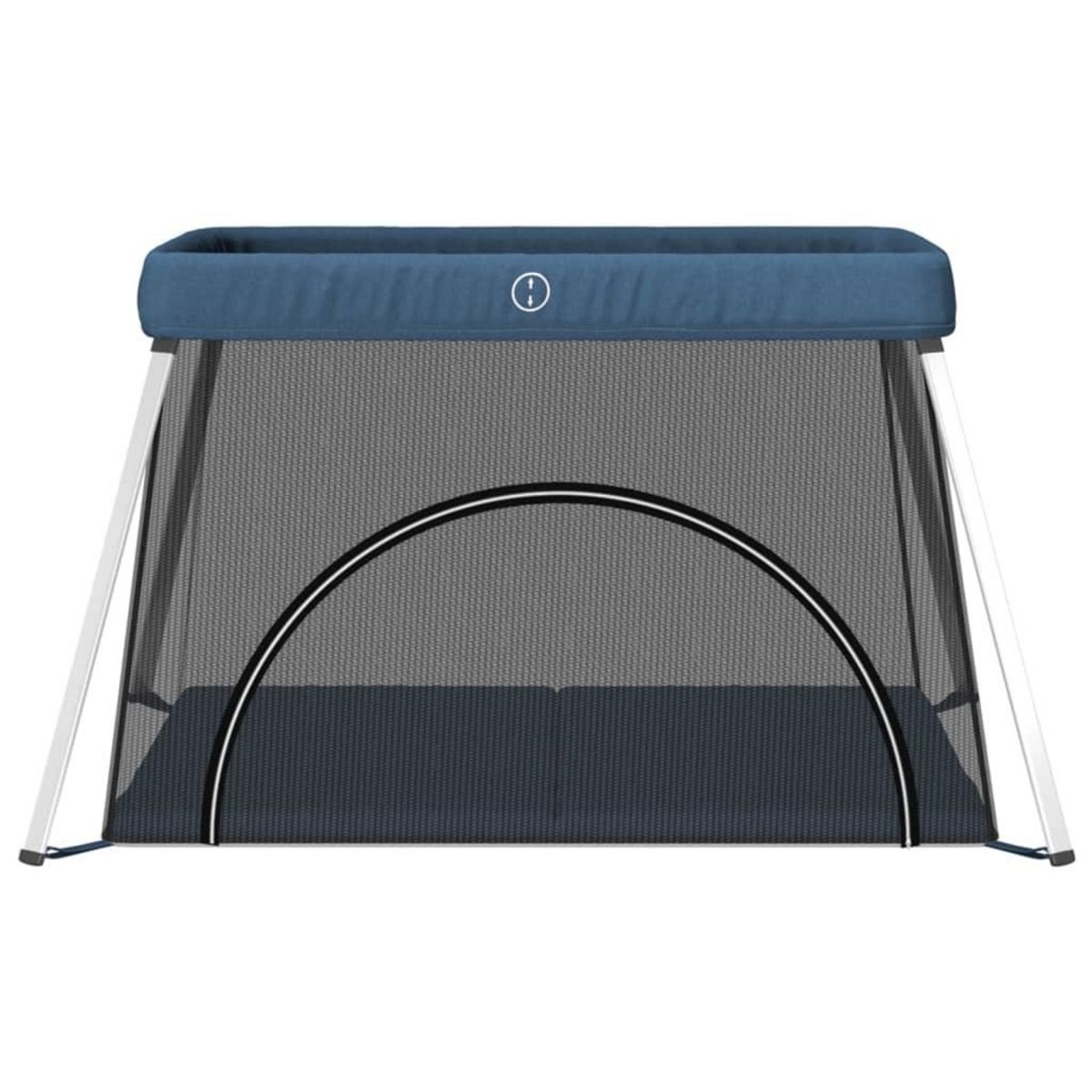 VIDAXL Parc pour bebe avec matelas Bleu marine Tissu de lin
