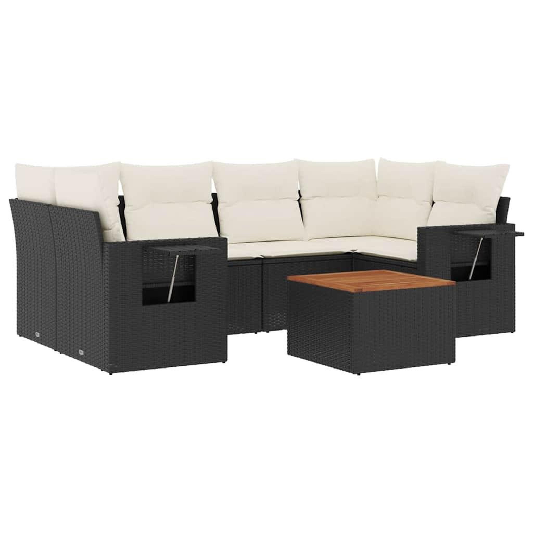 Voir la diapositive 2 : VIDAXL Salon de jardin 7 pcs avec coussins noir resine tressee