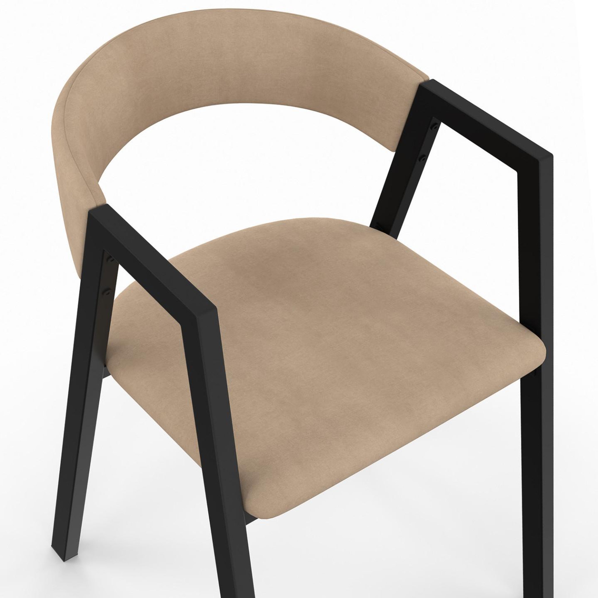 Voir la diapositive 6 : ID MARKET Lot de 4 chaises CAMILLE en métal noir et velours taupe avec accoudoirs