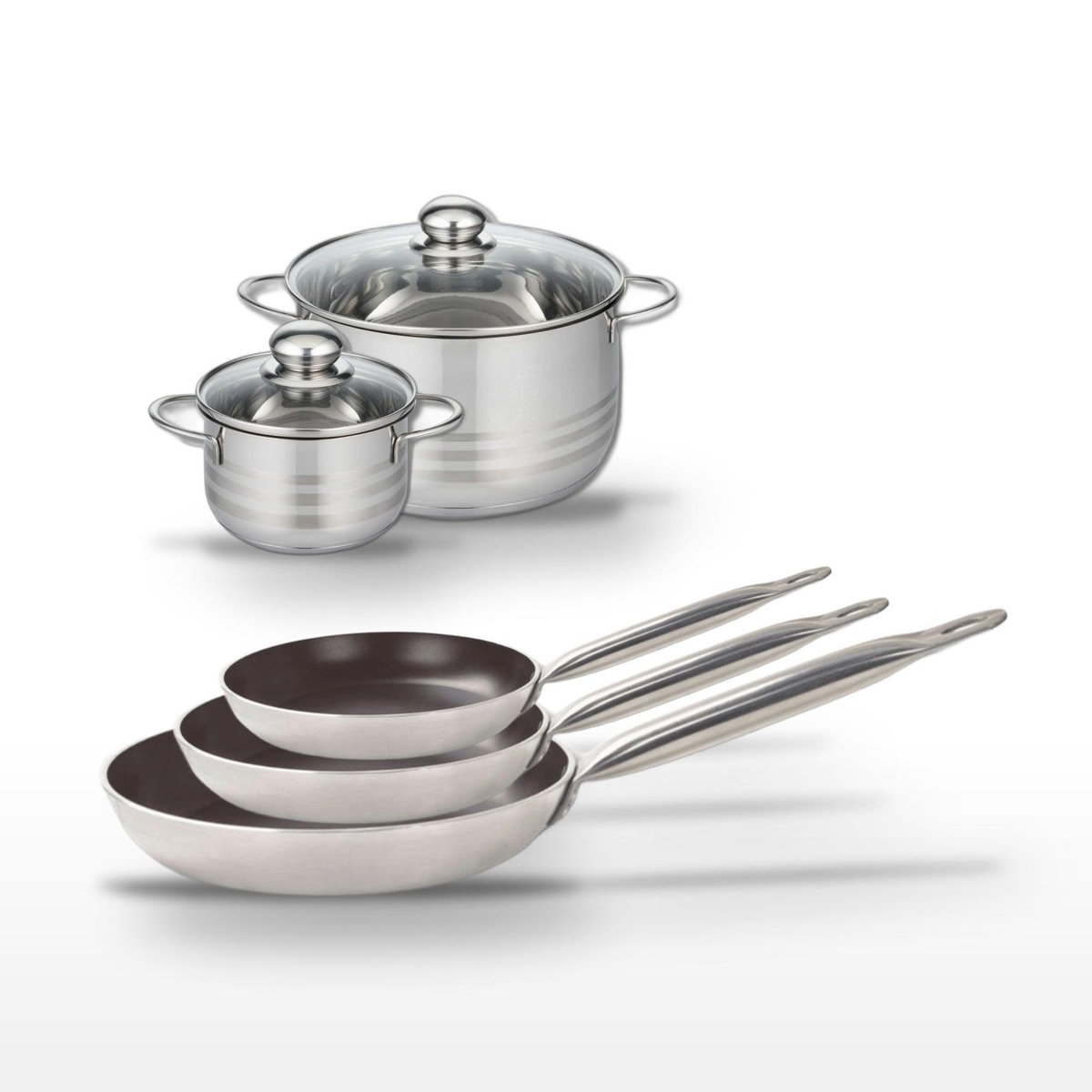 ELO Lot de 3 Poêles 24/28/32 cm et 2 Faitouts 14/24 cm Elo Bistro Line