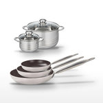 ELO Lot de 3 Poêles 24/28/32 cm et 2 Faitouts 14/24 cm Elo Bistro Line