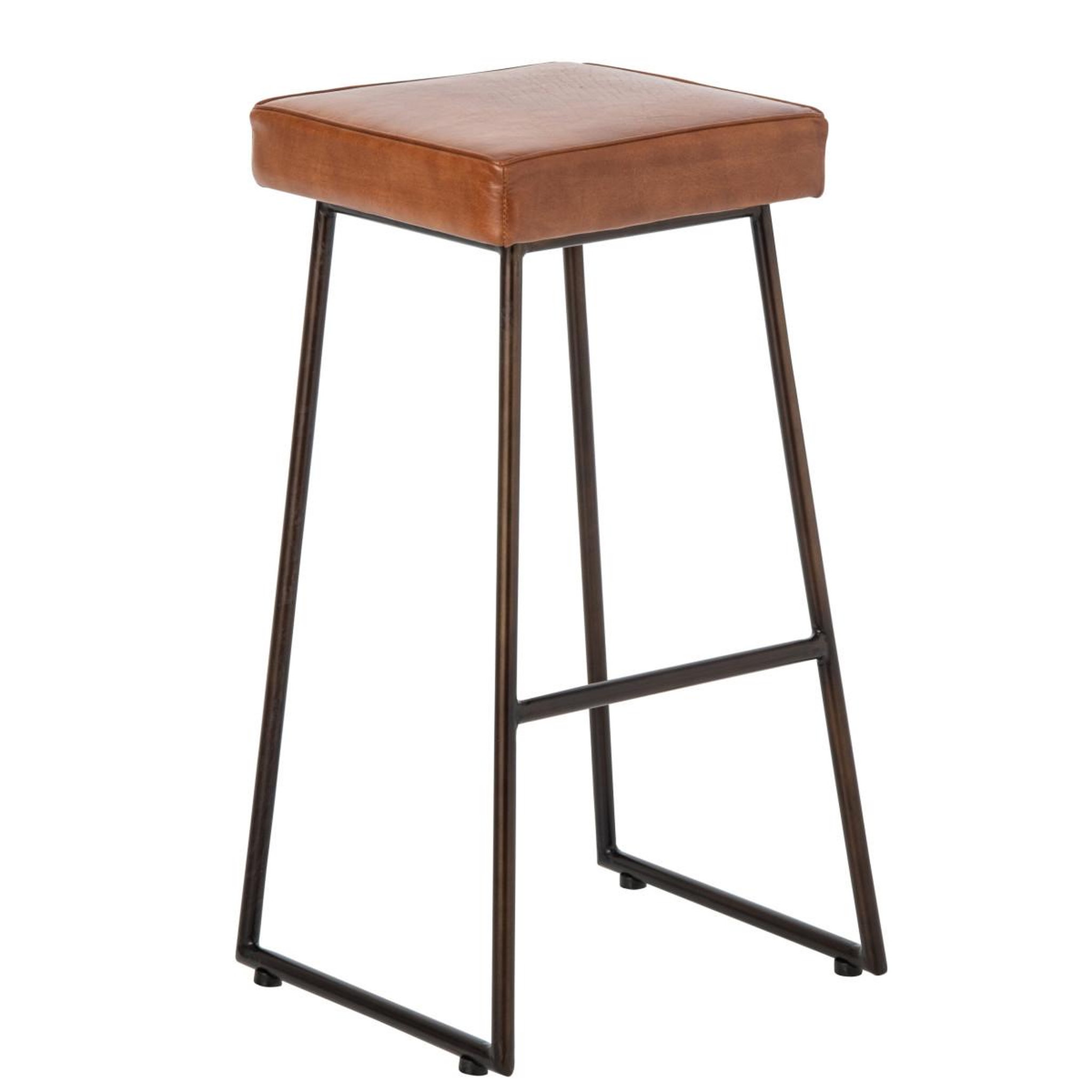 J-LINE Tabouret de bar en cuir  austin  73cm camel