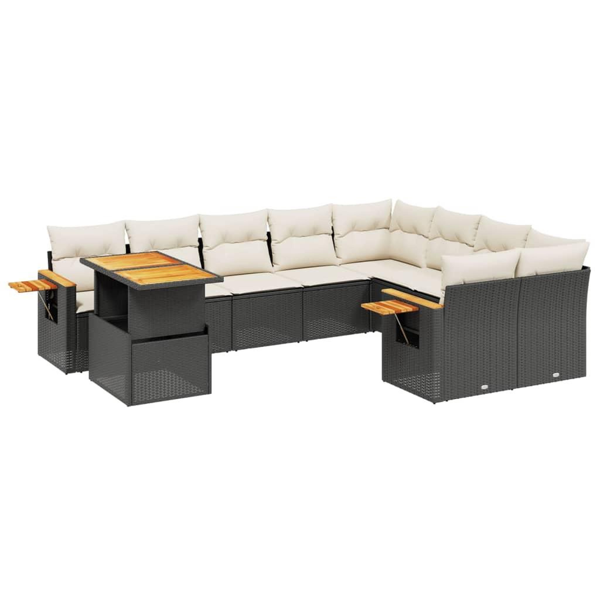 Voir la diapositive 2 : VIDAXL Salon de jardin 10 pcs avec coussins noir resine tressee