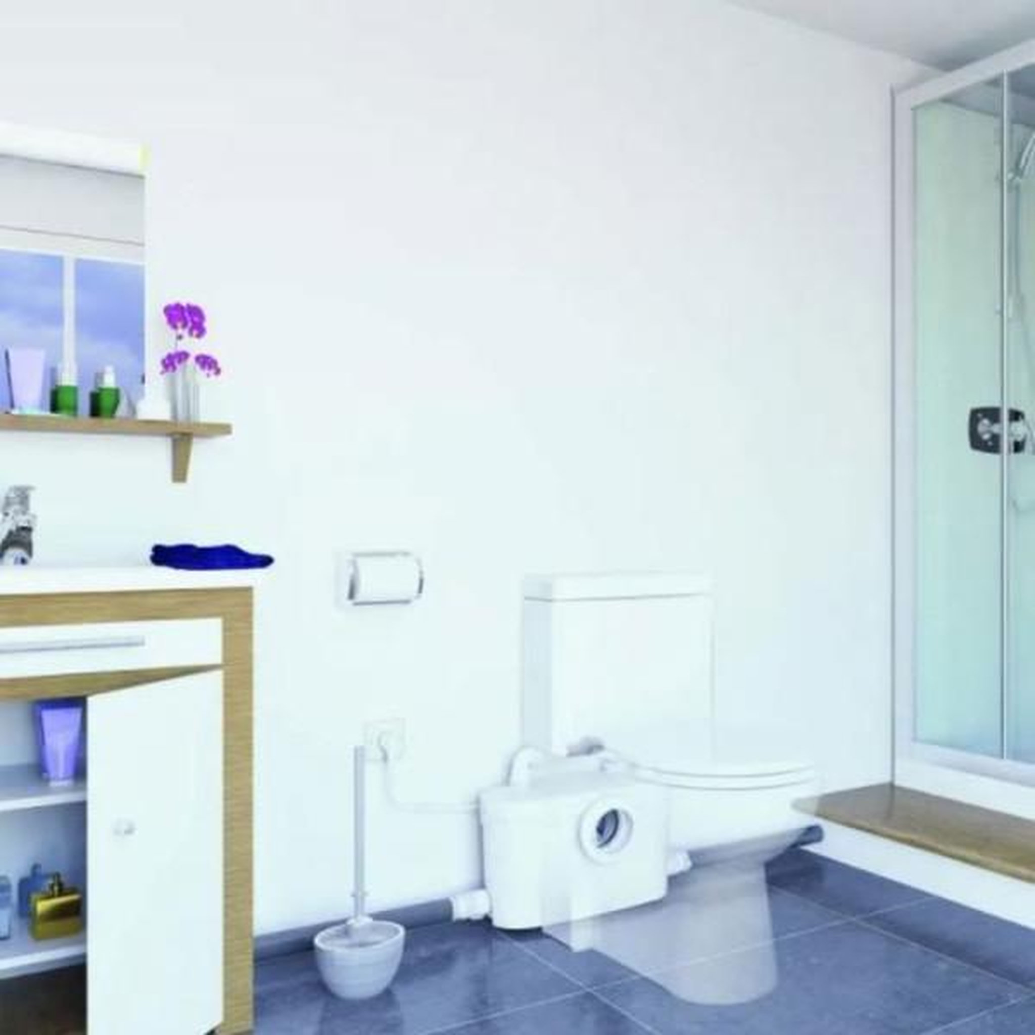 Voir la diapositive 3 : SFA Broyeur SANIPRO XR UP 400W silencieux pour WC + douche + lavabo et bidet - SFA - SRUPSTD