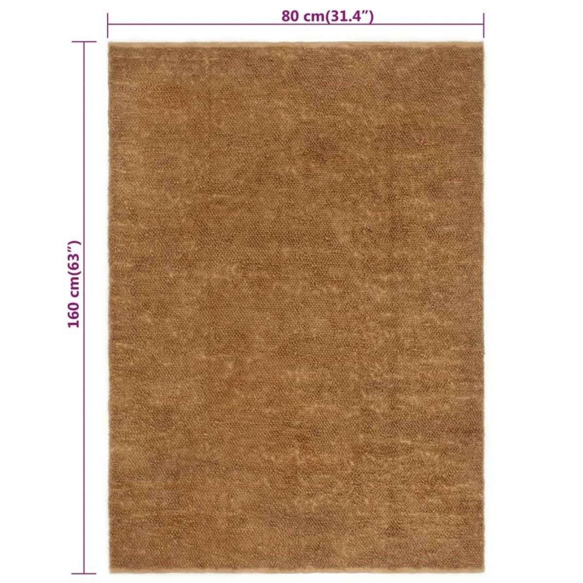 VIDAXL Tapis a poils boucles fait a la main 80x160 cm Jute et coton