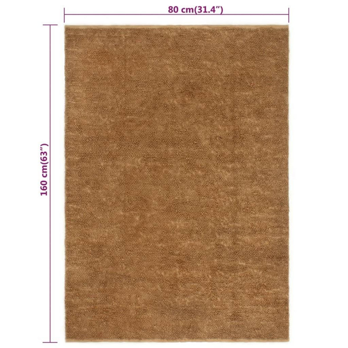 VIDAXL Tapis a poils boucles fait a la main 80x160 cm Jute et coton