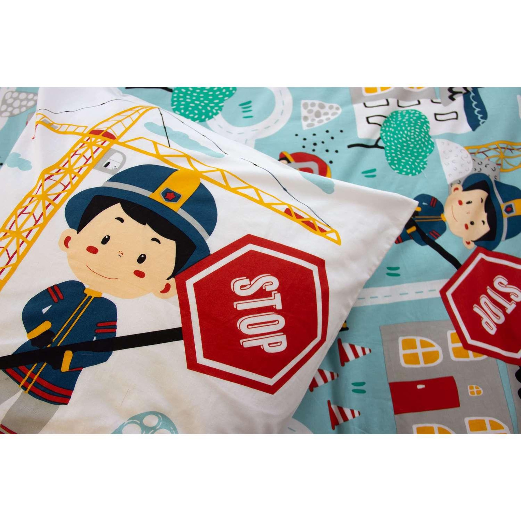 Voir la diapositive 4 : COTE DECO Parure de lit enfant Pompier - 100% coton adouci 57 fils - 140 x 200 cm
