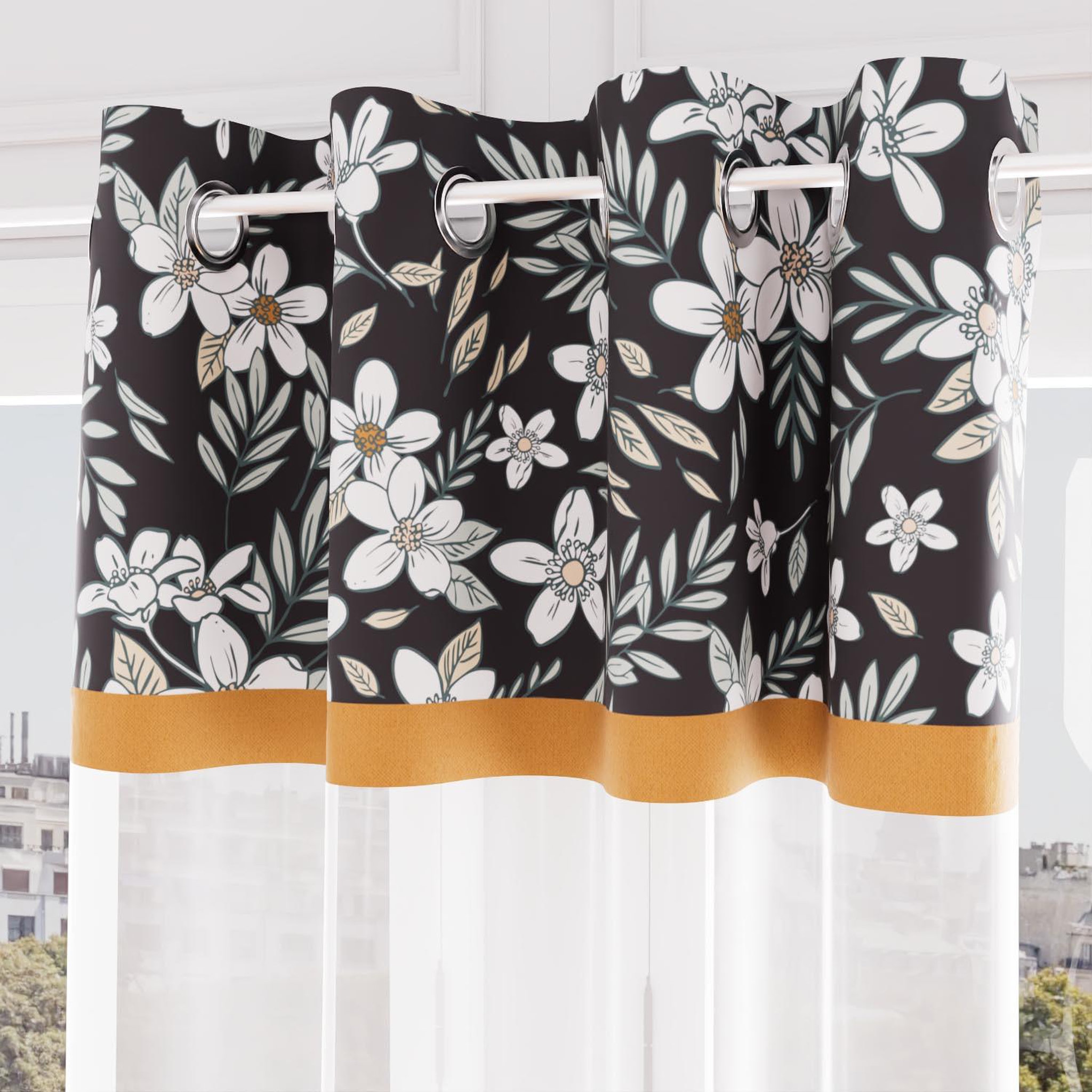 Voir la diapositive 1 : SOLEIL D'OCRE Voile à oeillets pur coton 135x250 MANON, par Soleil d'Ocre