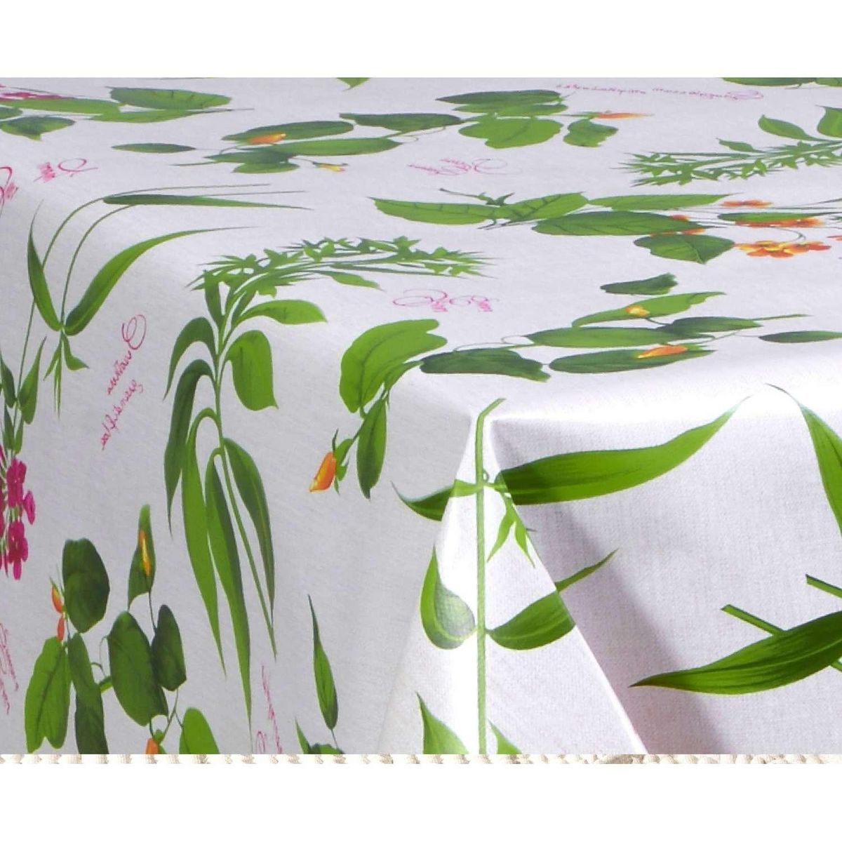 HABITABLE Nappe en toile cirée rectangulaire Botanique - 140 x 200 cm - Fuchsia