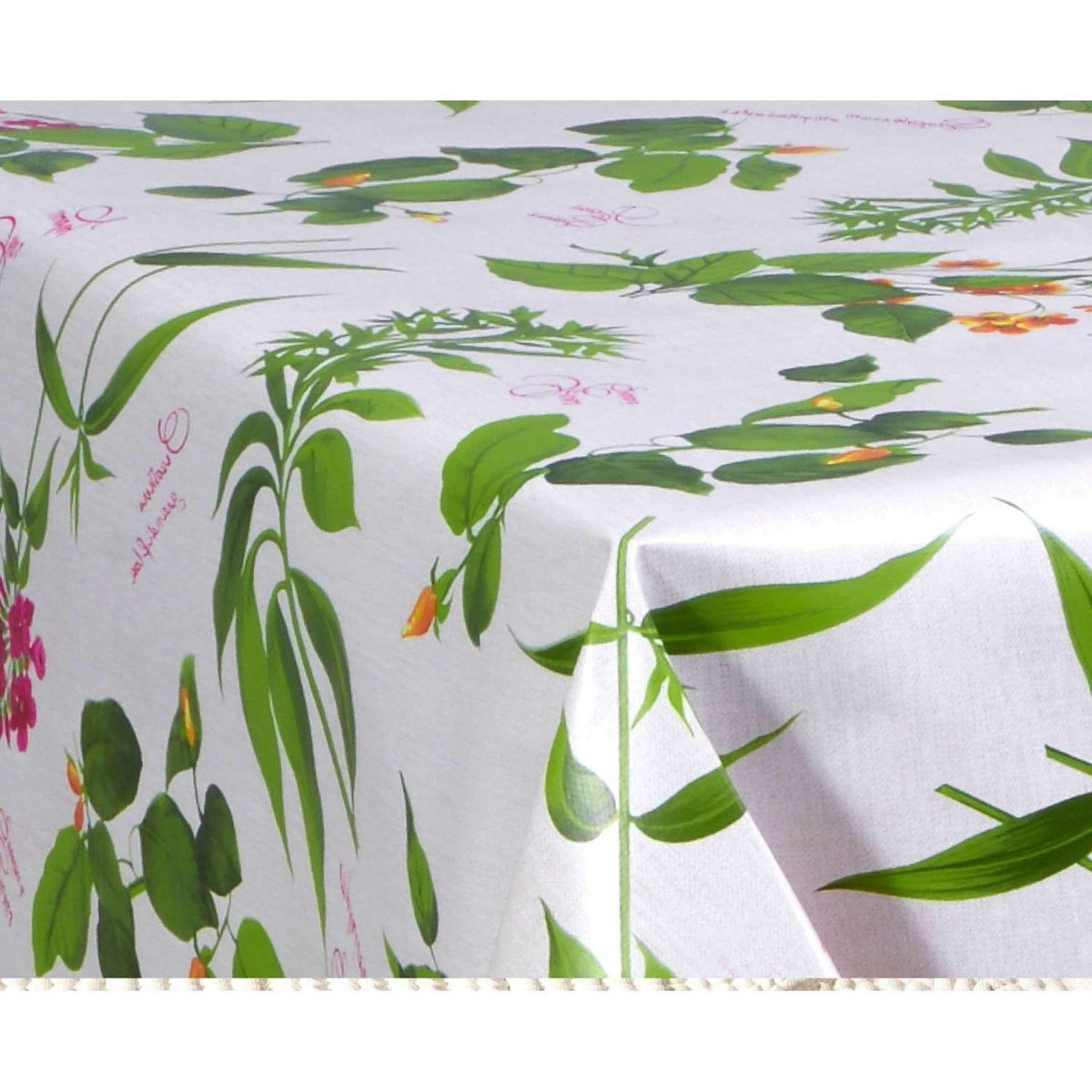 HABITABLE Nappe en toile cirée rectangulaire Botanique - 140 x 200 cm - Fuchsia