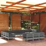 VIDAXL Salon de jardin 13 pcs avec coussins Gris Bois de pin