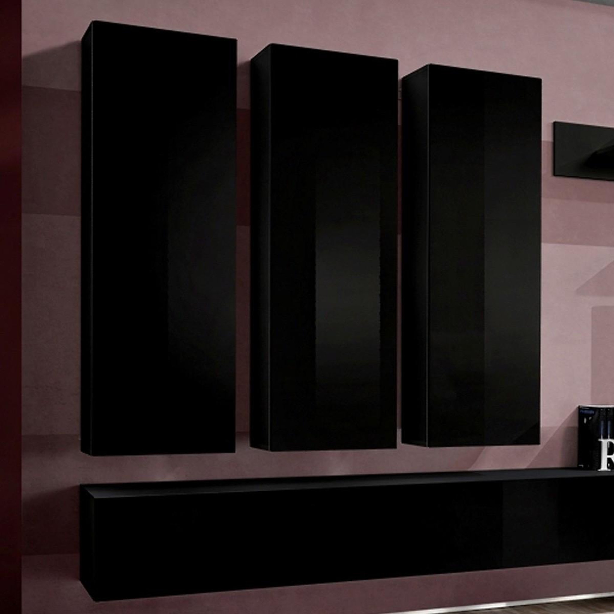 Voir la diapositive 2 : Paris Prix Ensemble meuble tv mural  fly e1  320cm noir
