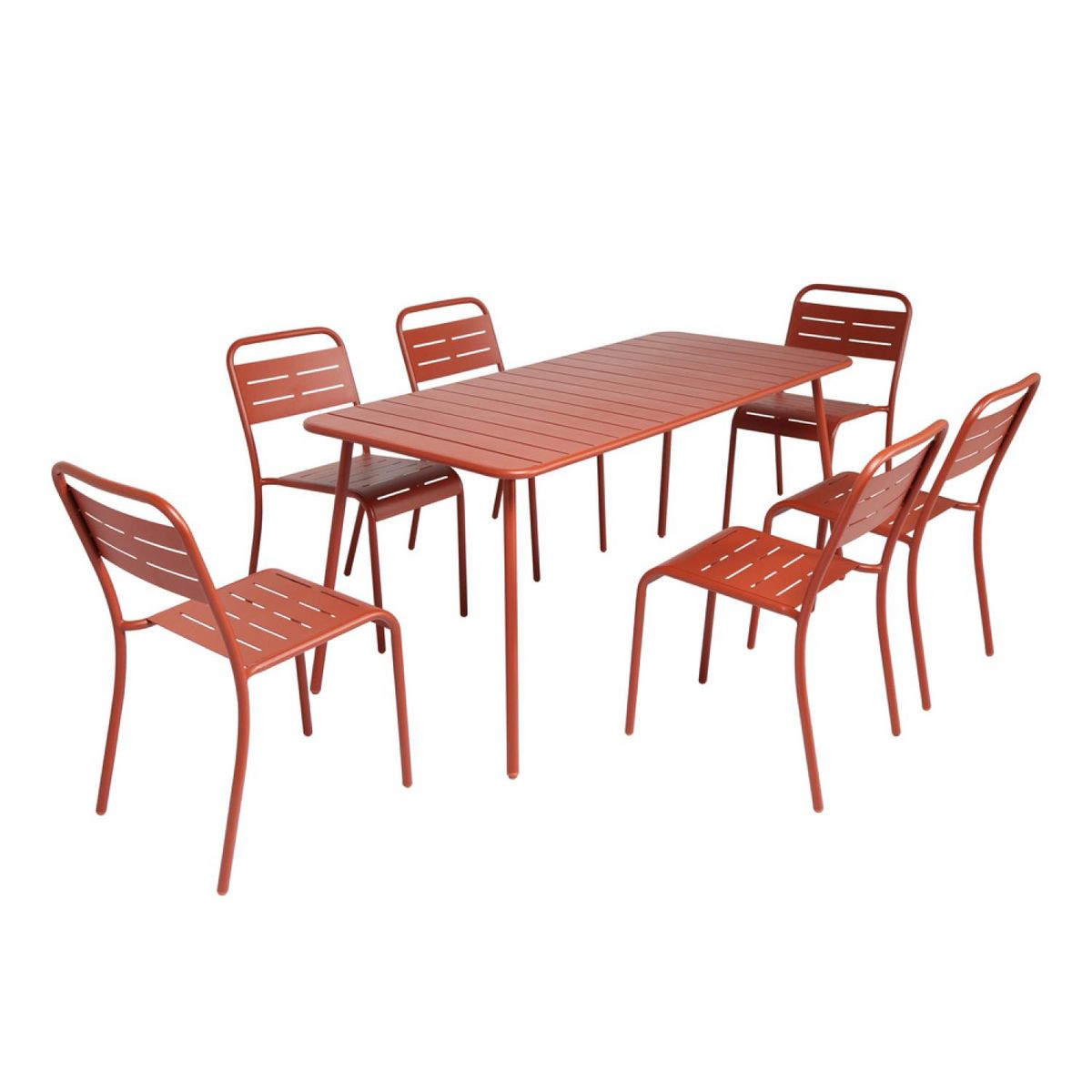 CONCEPT USINE Salon de jardin repas 6 places terracotta BERGAME