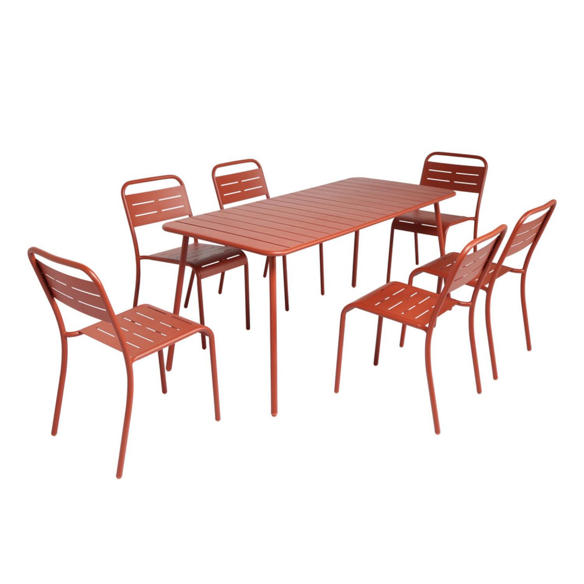 CONCEPT USINE Salon de jardin repas 6 places terracotta BERGAME