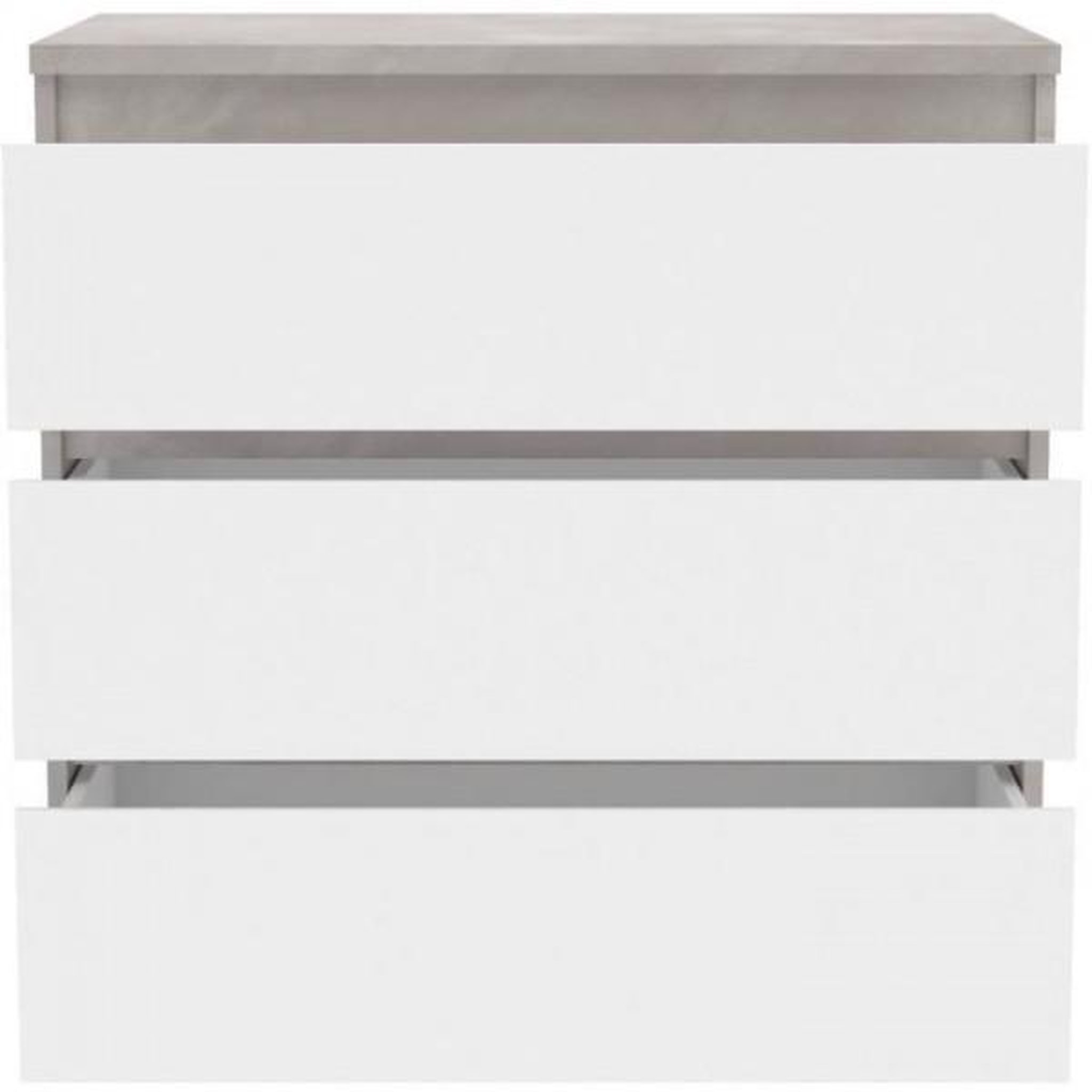 Voir la diapositive 6 : MARKET24 Commode CHELSEA 3 Tiroirs - Couleur blanc/béton clair - L 77,2 x P 42 x H 79,9 cm