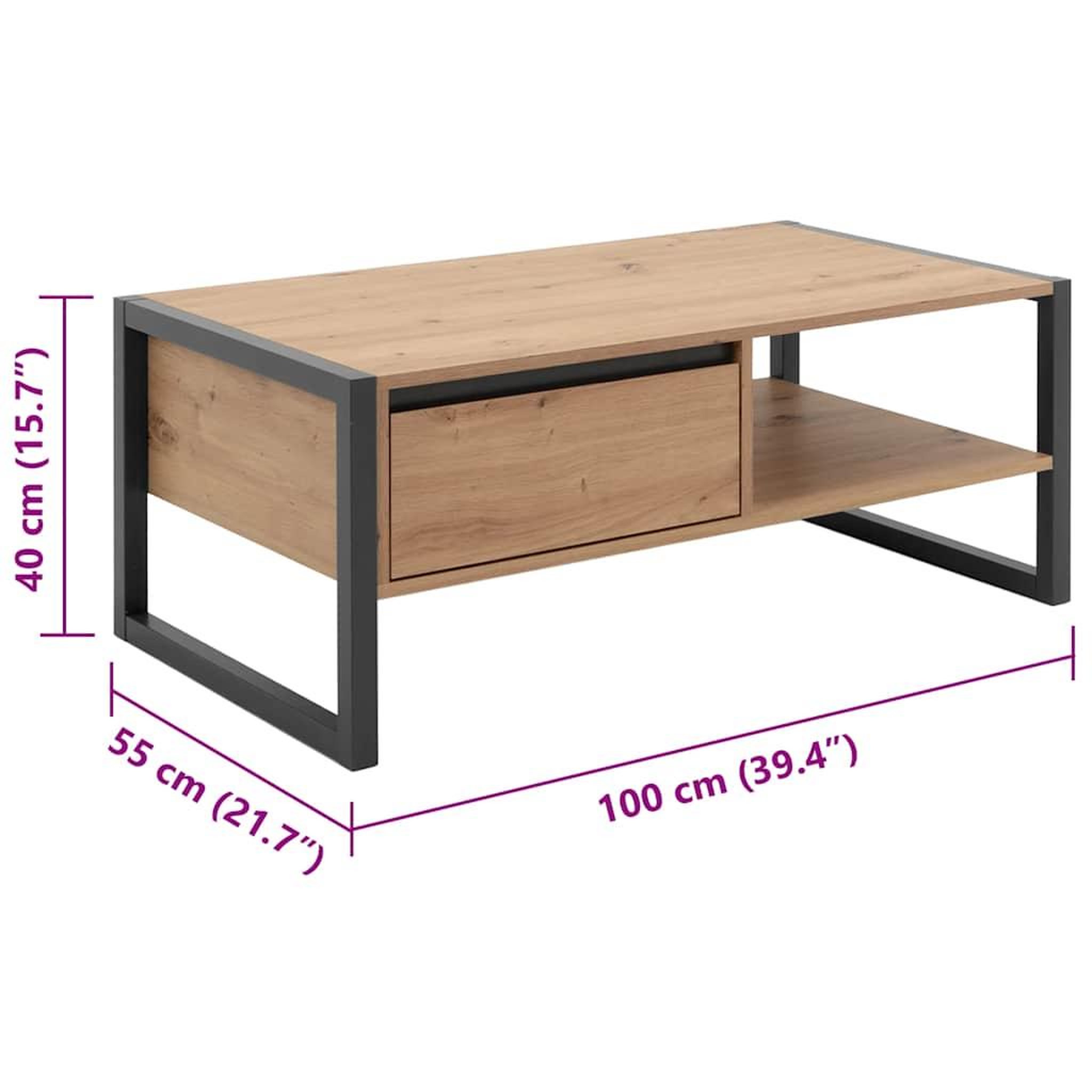 Voir la diapositive 6 : Finori Finori table basse denver 55 chene artisanal et gris anthracite