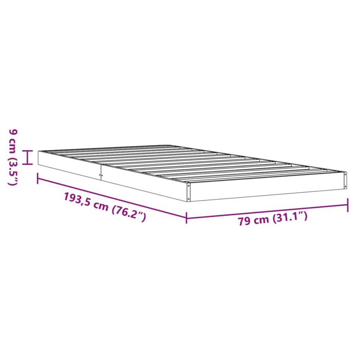 VIDAXL Cadre de lit sans matelas cire marron 75x190 cm bois pin massif
