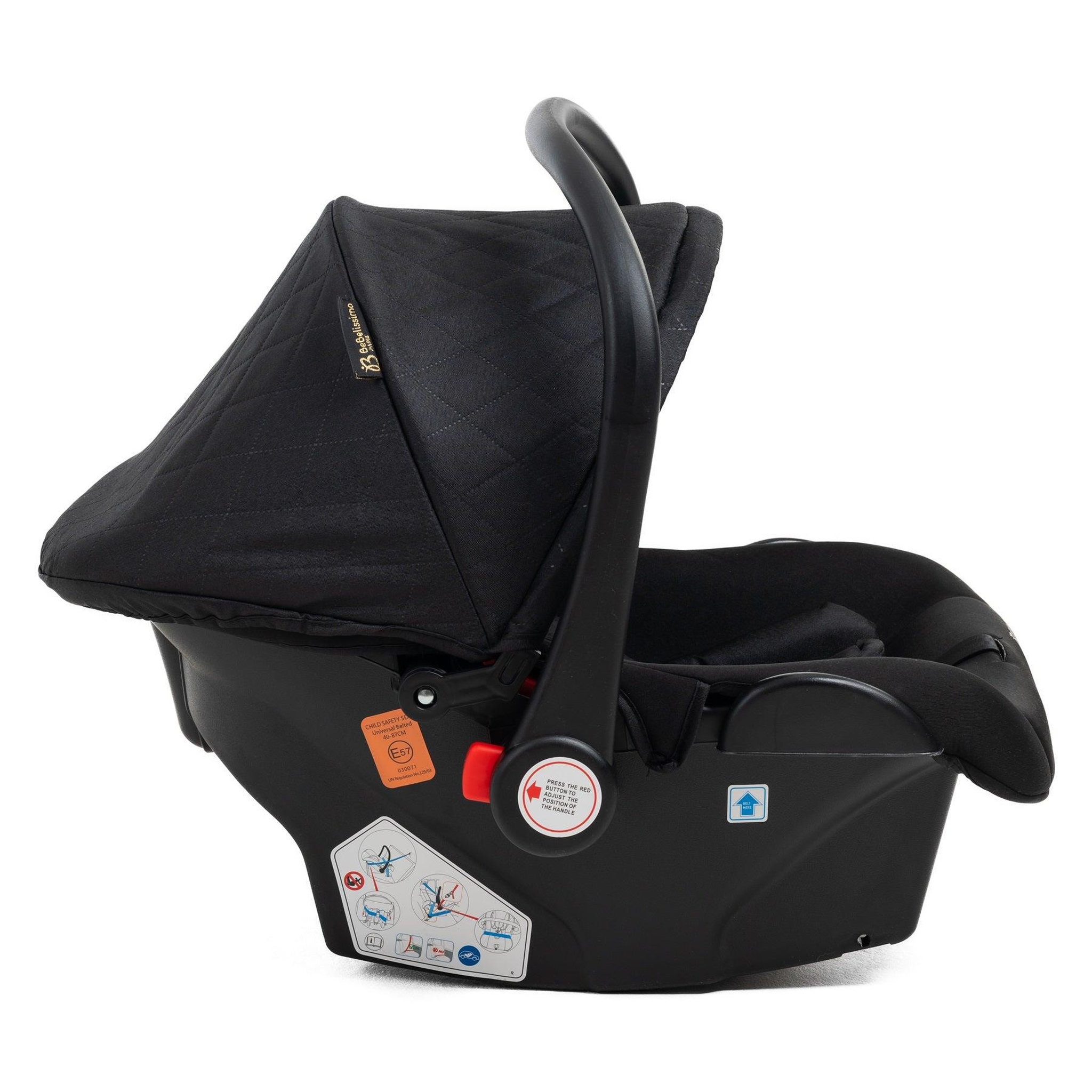 Voir la diapositive 5 : BEBELISSIMO Poussette combinée trio 3 en 1 - siège auto 0+ IRIS – nacelle – base Isofix - jambe de force – jusqu'à 22kg  - noir
