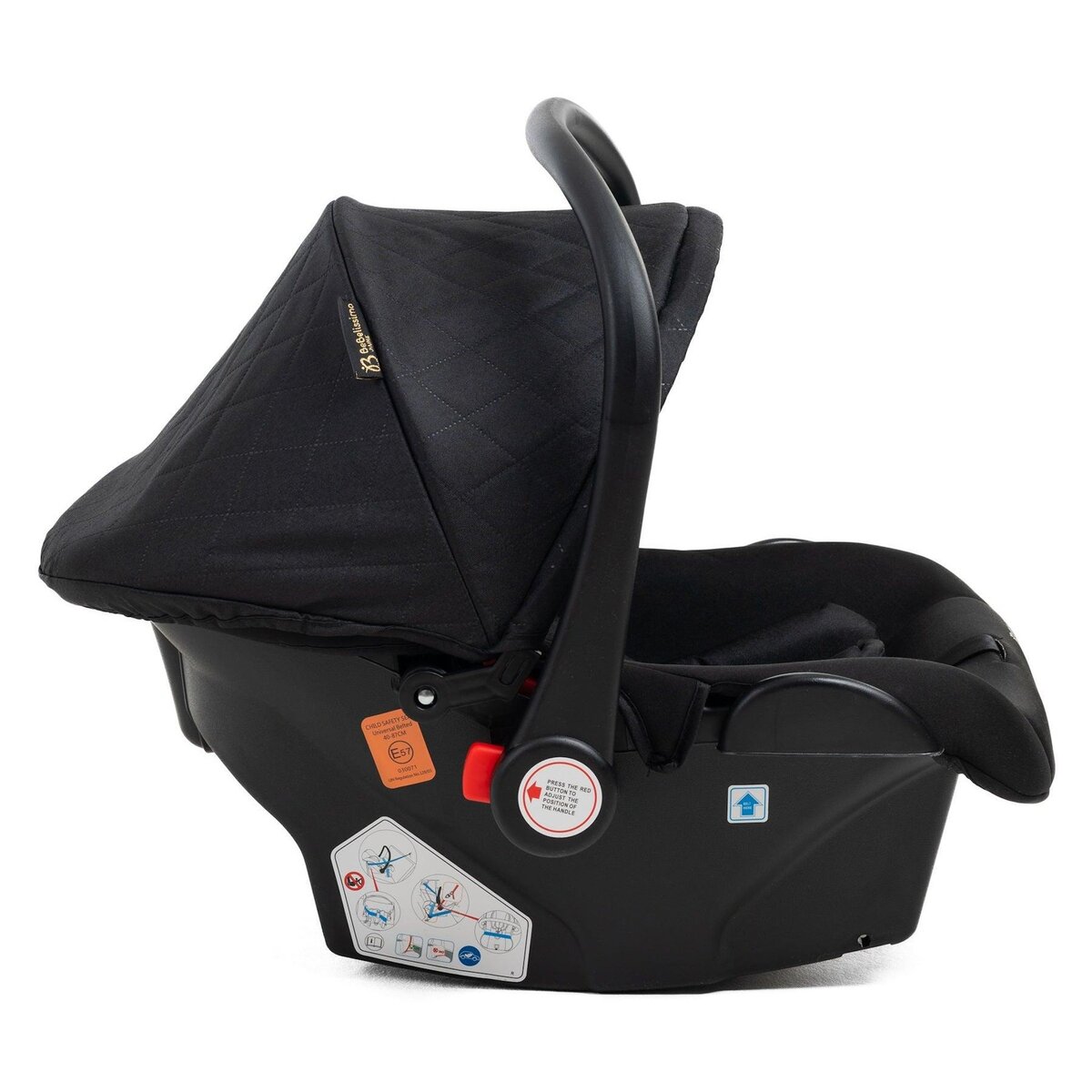 BEBELISSIMO Poussette combinée trio 3 en 1 - siège auto 0+ IRIS – nacelle – base Isofix - jambe de force – jusqu'à 22kg  - noir