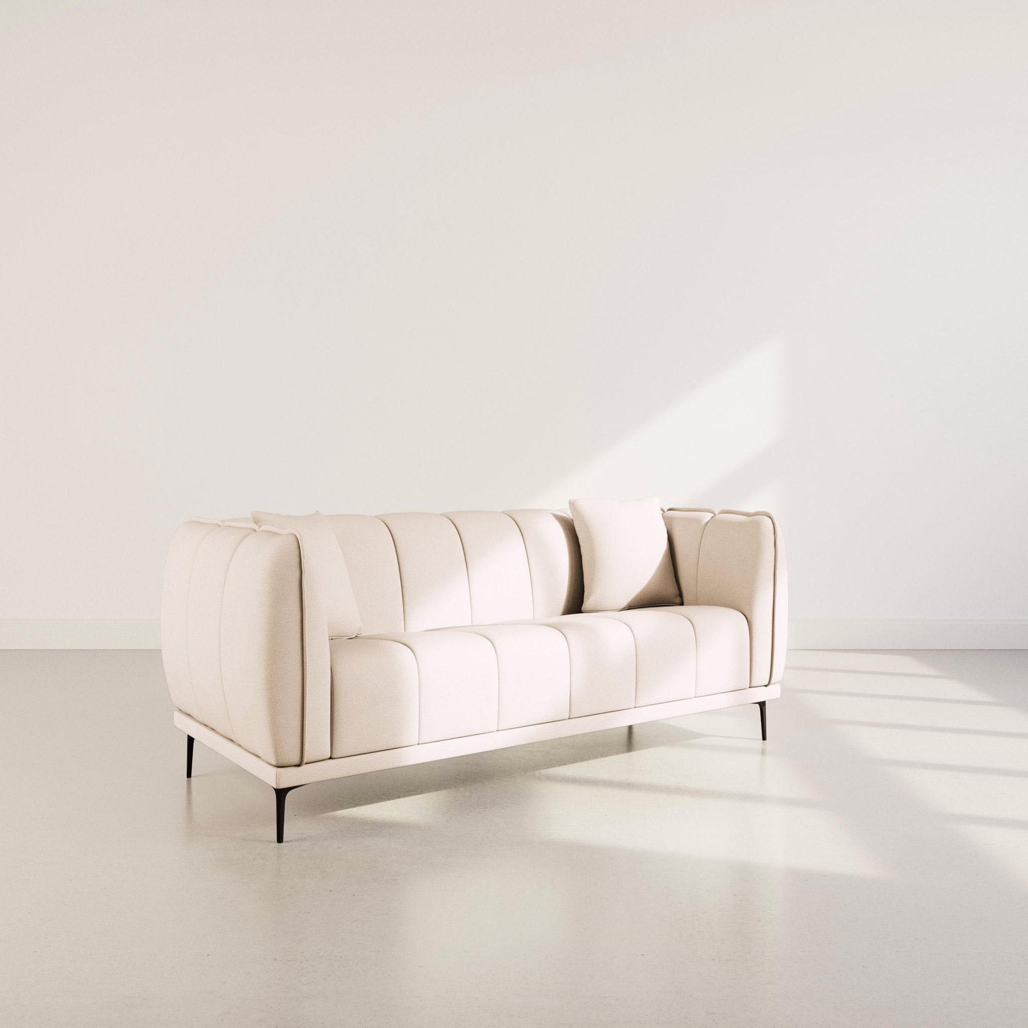Voir la diapositive 3 : BEST MOBILIER Arsene - canapé droit 3 places en velours texturé