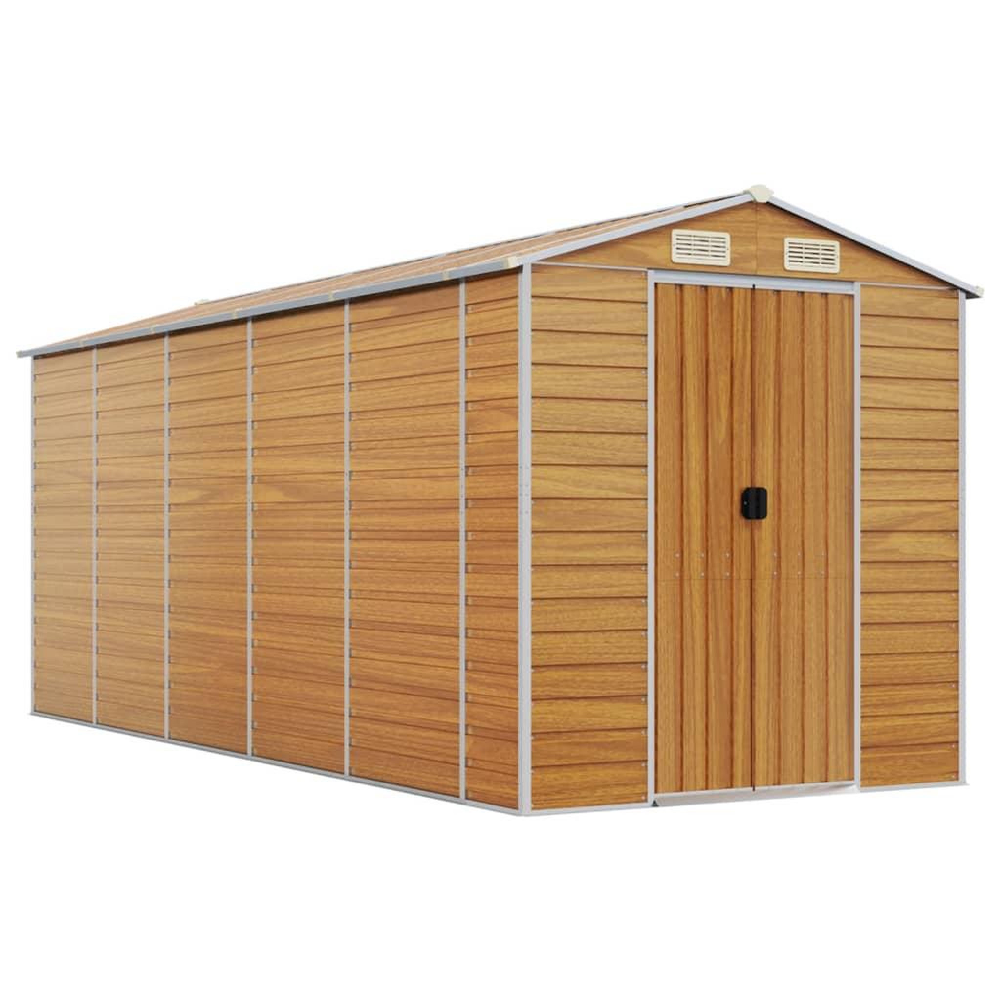 Voir la diapositive 2 : VIDAXL Abri de jardin marron clair 191x470x198 cm acier galvanise