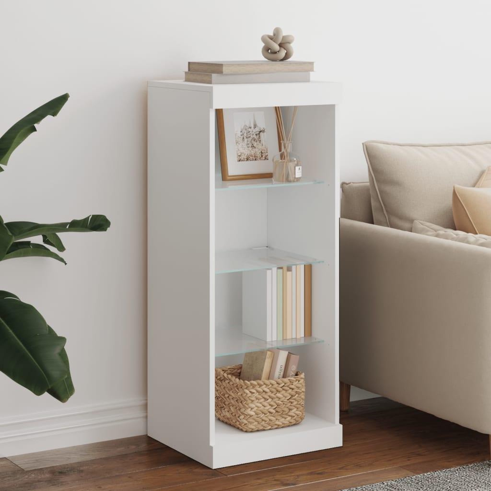 VIDAXL Buffet avec lumieres LED blanc 41x37x100 cm