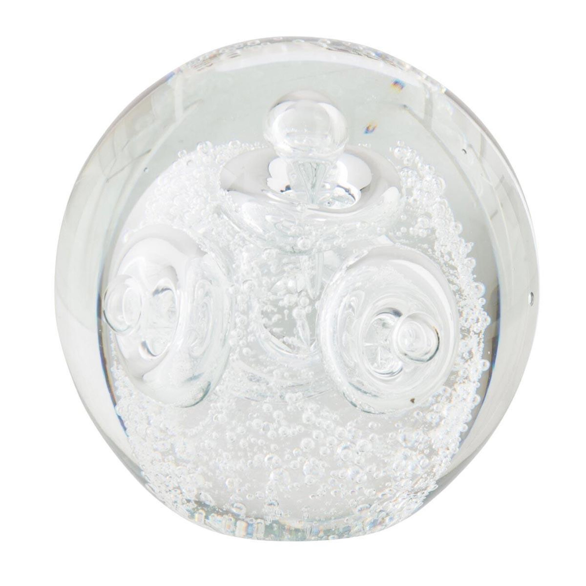J-LINE Presse-papier boule en verre  anneaux  10cm transparent