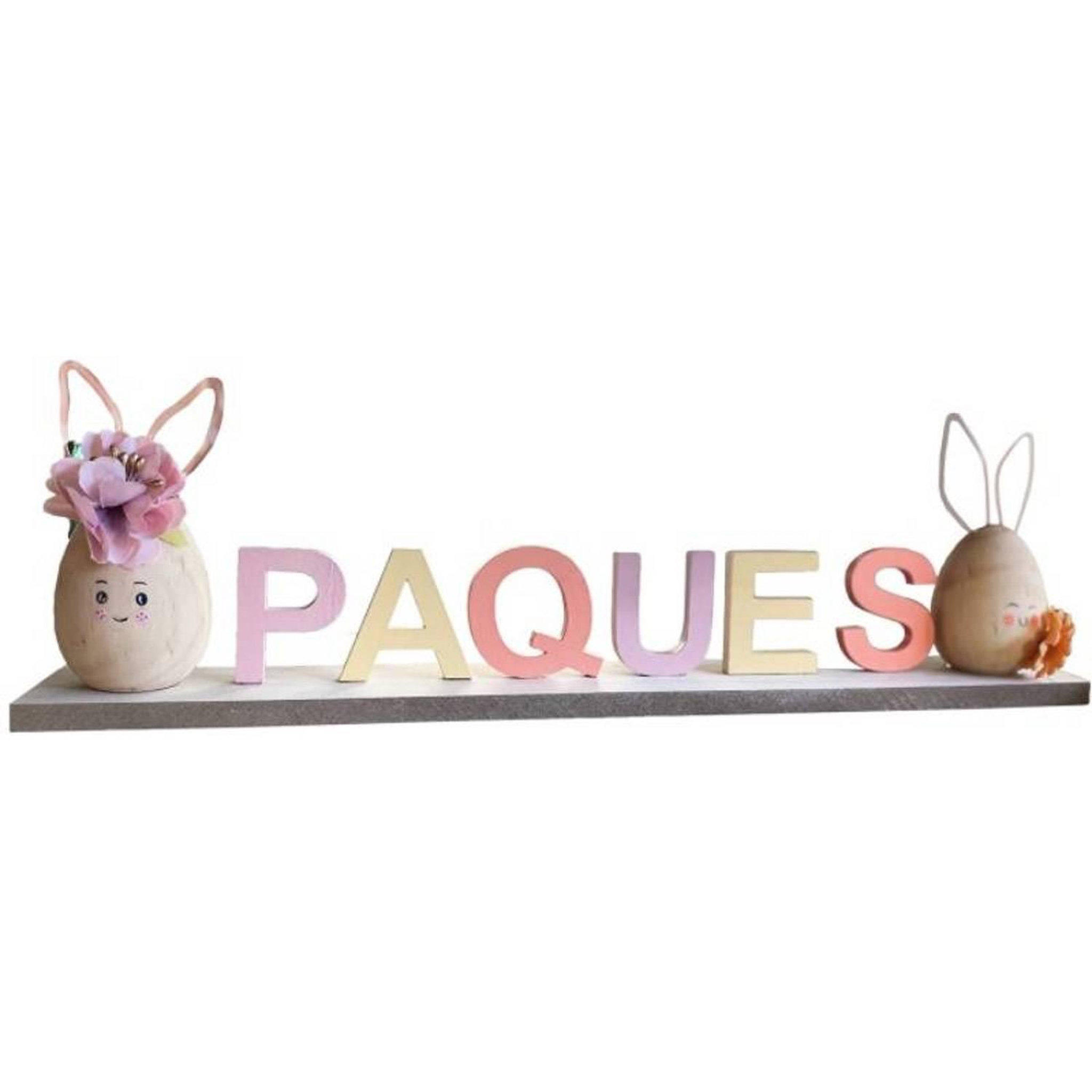 CHAKS Centre de table Pâques en bois avec oeufs, 37 cm