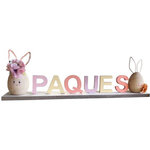 CHAKS Centre de table Pâques en bois avec oeufs, 37 cm