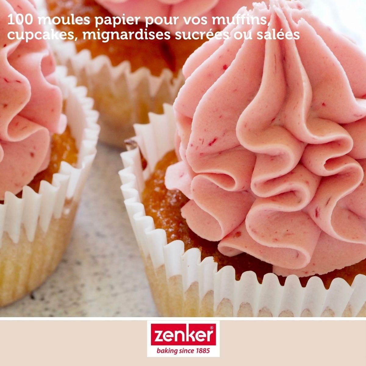 ZENKER Set pâtisserie avec 100 moules à muffins en papier, 2 bols à mixer, verre mesureur et spatule Zenker