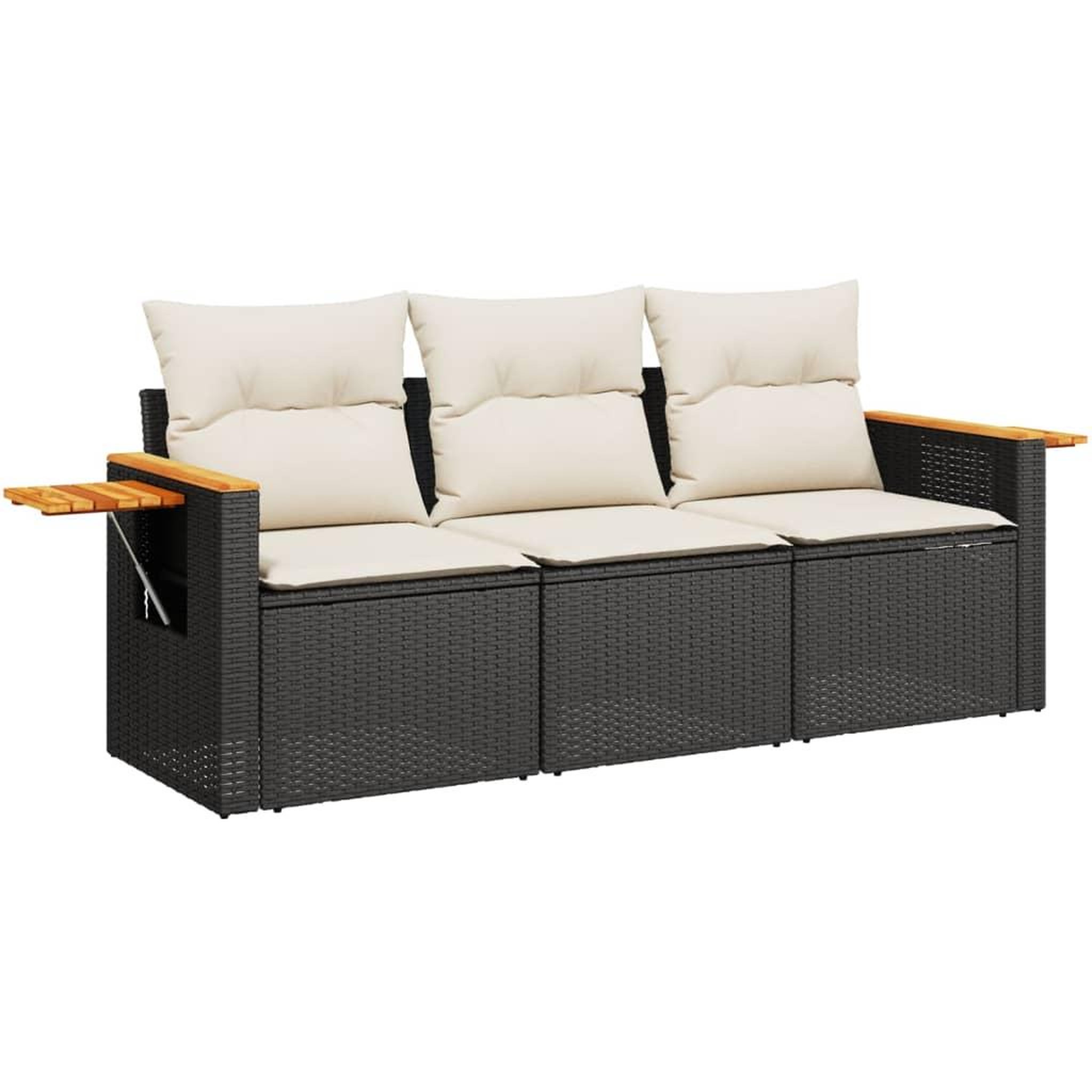 Voir la diapositive 2 : VIDAXL Salon de jardin 3 pcs avec coussins noir resine tressee