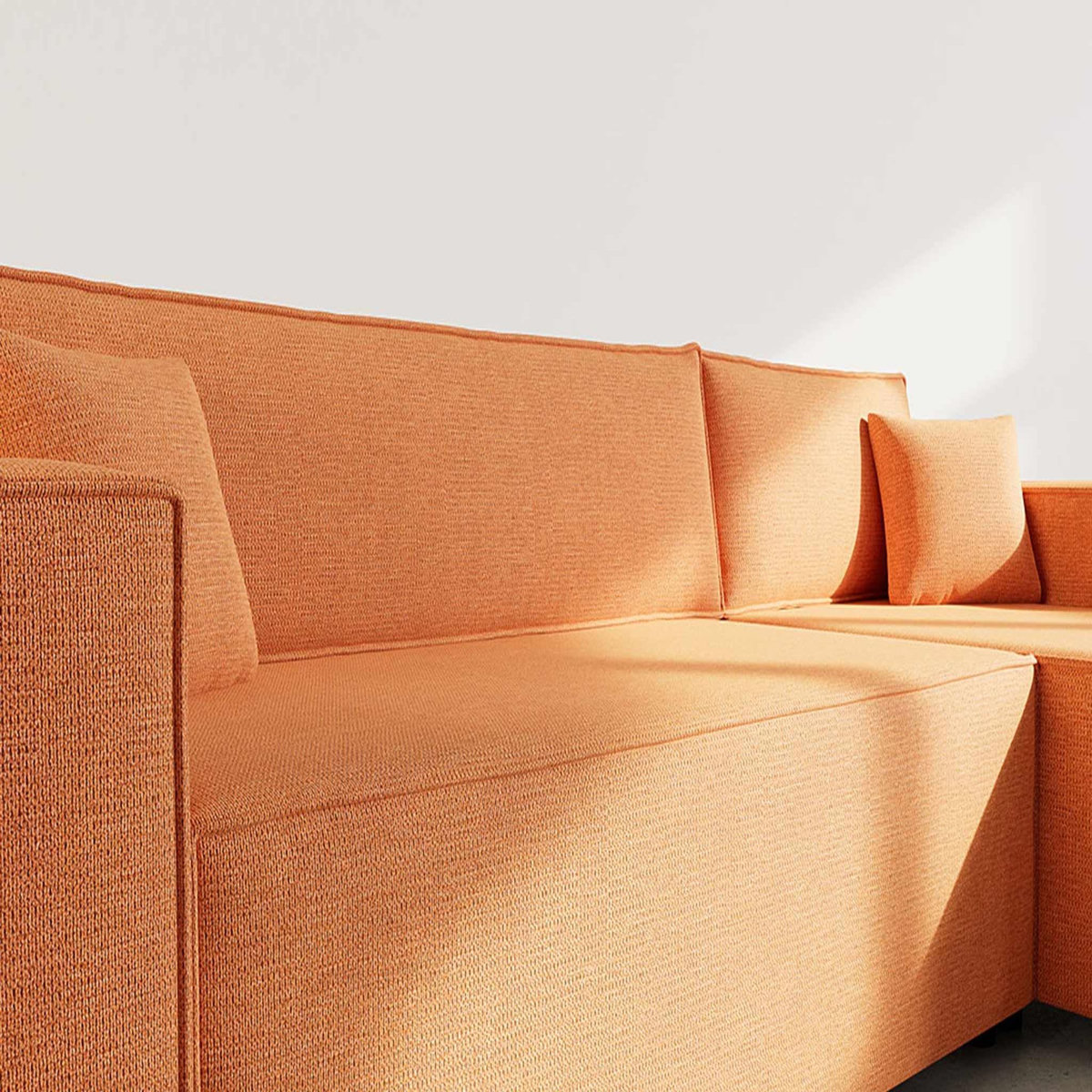 BEST MOBILIER Jonas - canapé d'angle réversible 4 places convertible avec coffre en tissu texturé