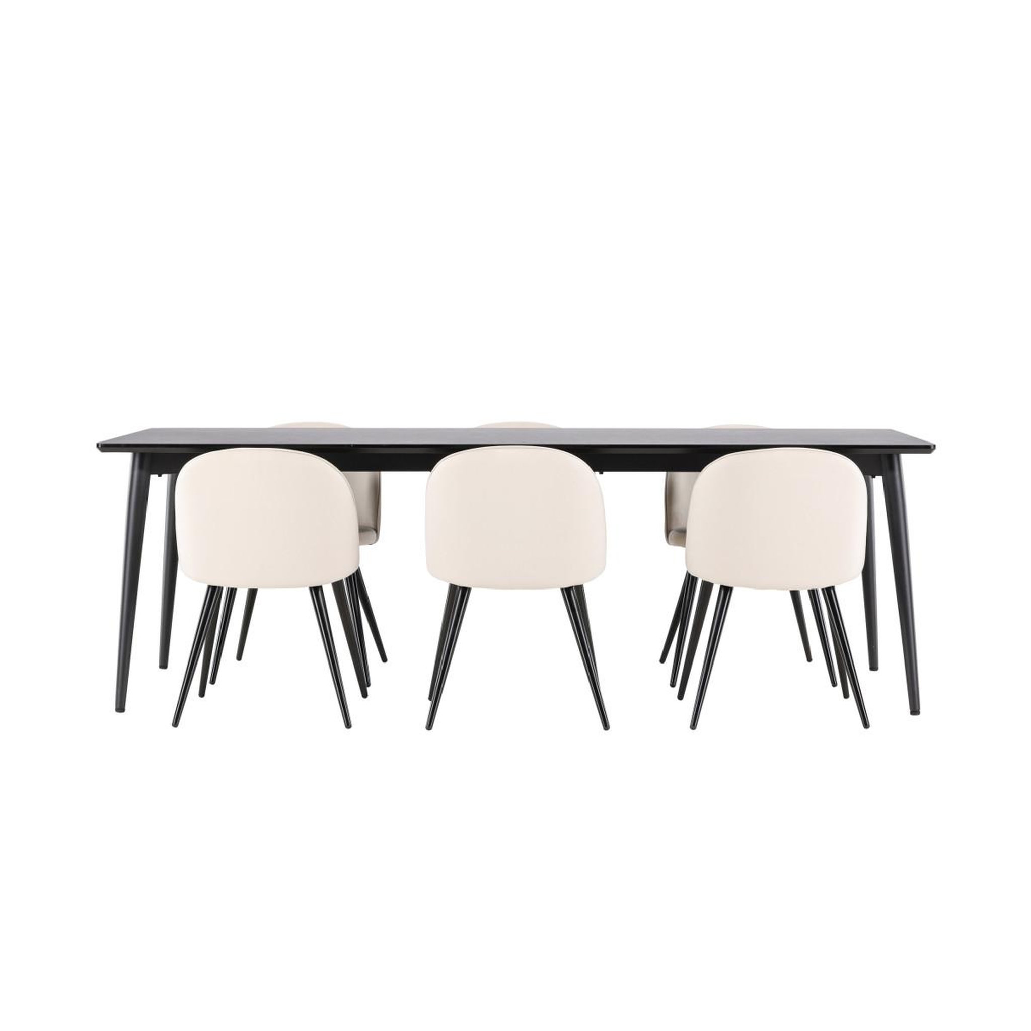 Voir la diapositive 2 : Paris Prix Ensemble table à manger & 6 chaises  ellis & velvet  230cm noir & beige