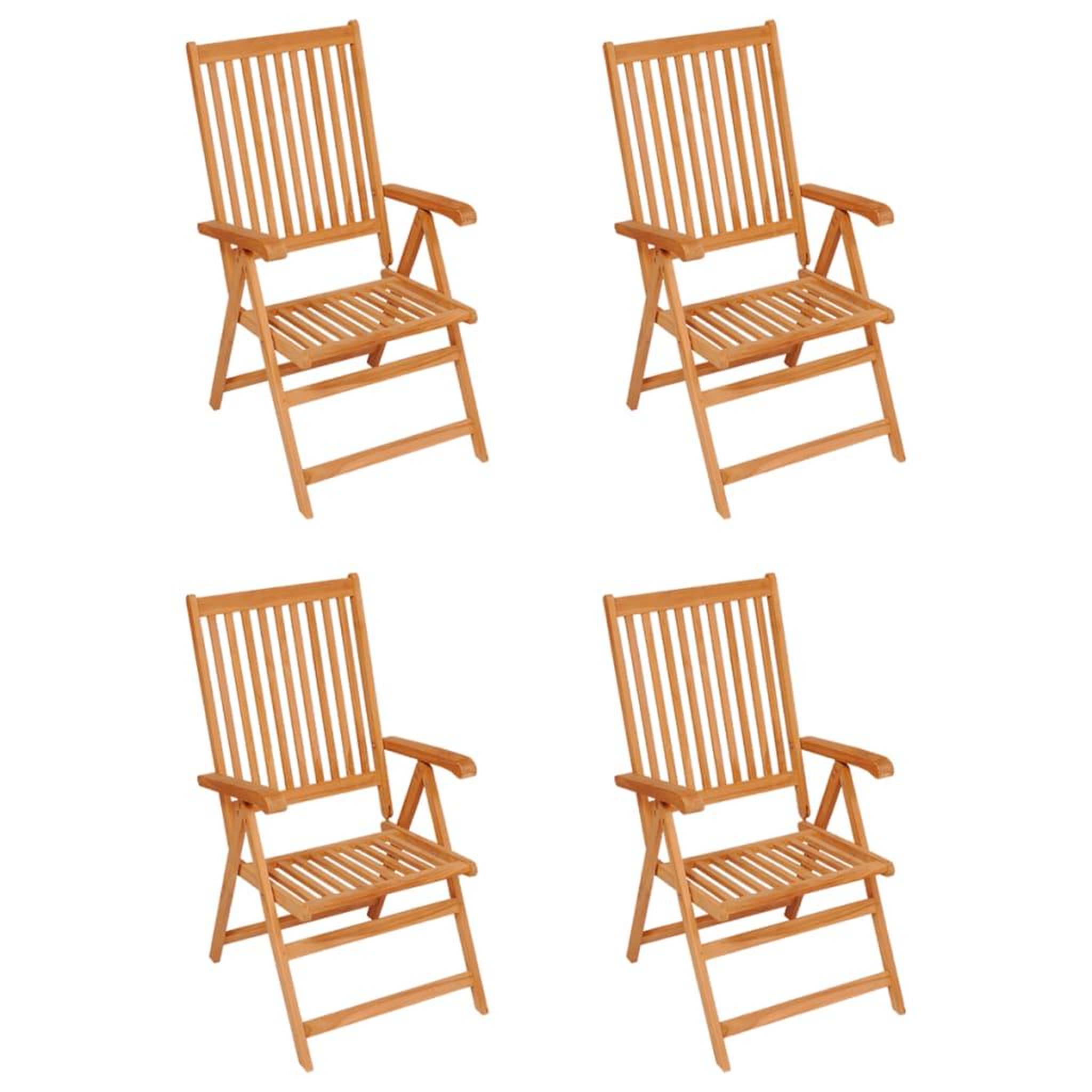 Voir la diapositive 2 : VIDAXL Chaises de jardin lot de 4 avec coussins noir Bois teck solide