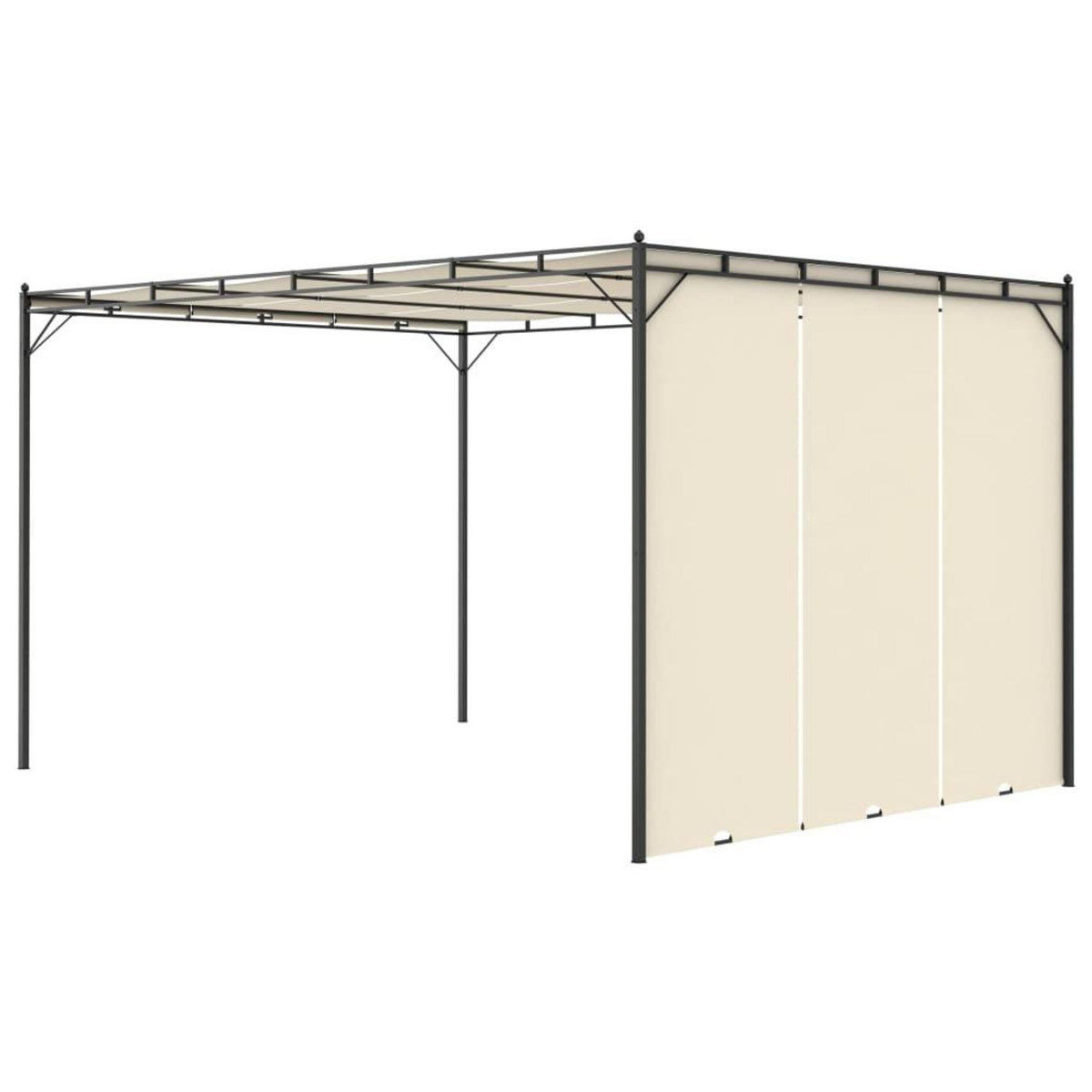 VIDAXL Belvedere de jardin avec rideau lateral 4x3x2,25 m Creme