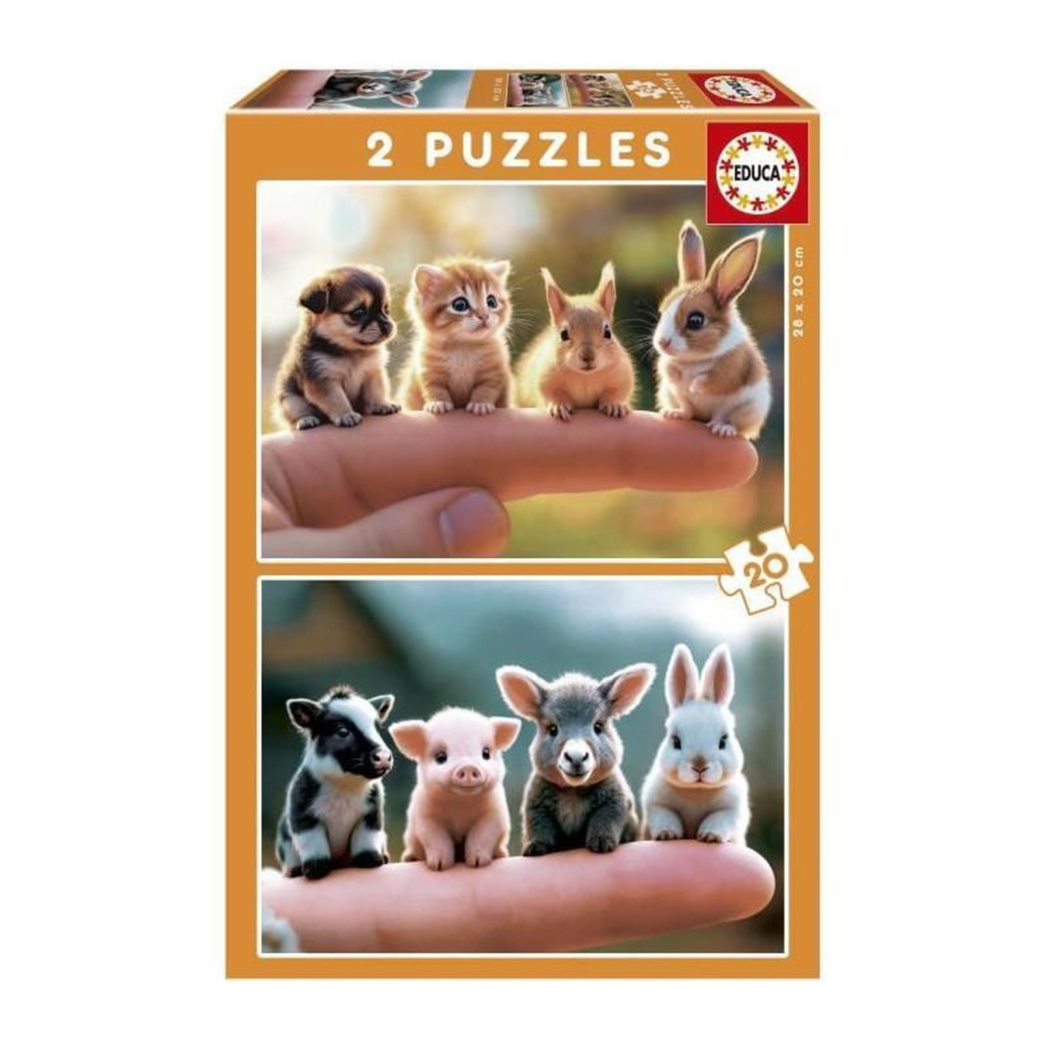 EDUCA Puzzle 2 x 20 pièces Bébés Animaux – Enfants dès 3 ans – 2 puzzles éducatifs – Image colorée – Haute qualité – EDUCA