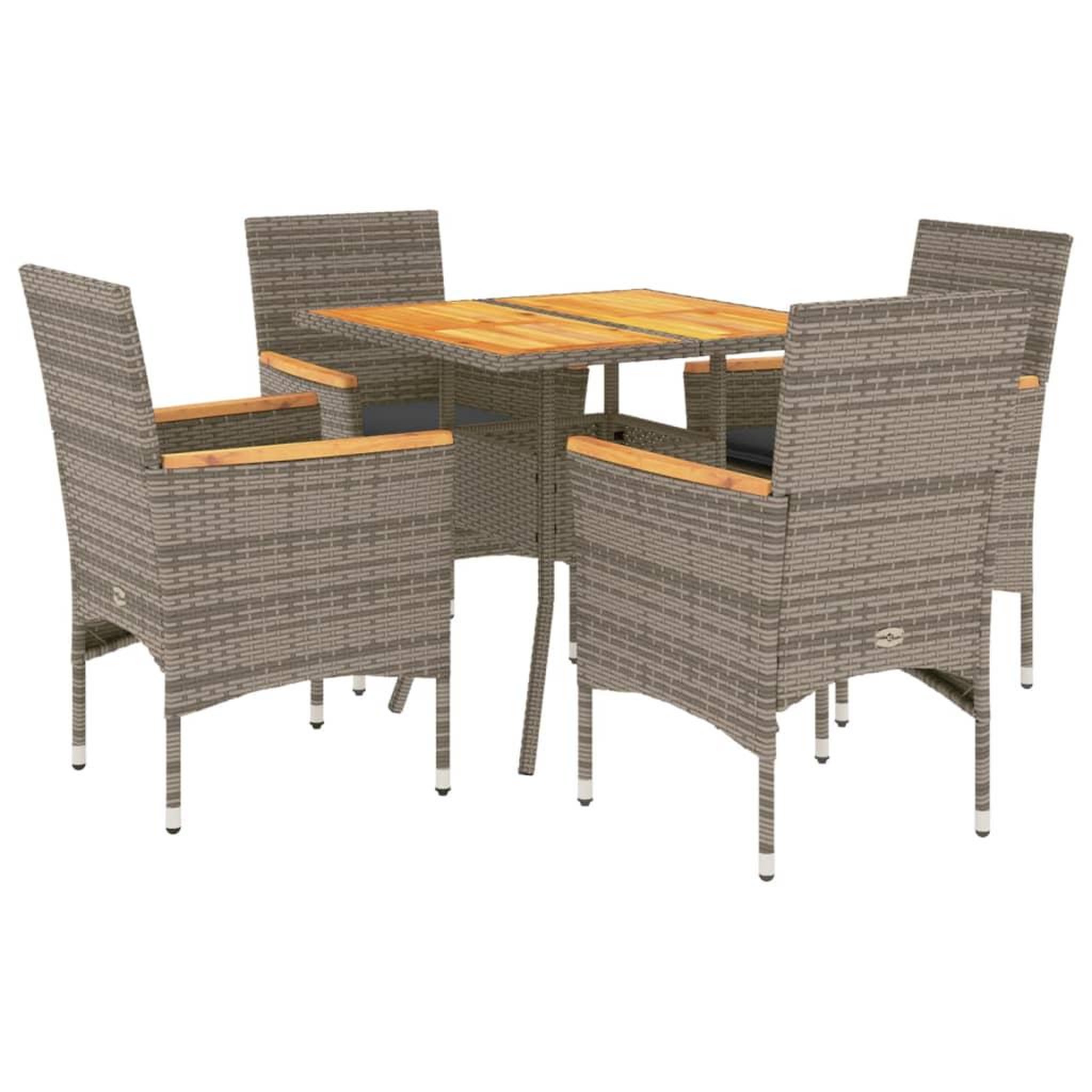 Voir la diapositive 2 : VIDAXL Ensemble a manger de jardin et coussins 5 pcs gris rotin acacia