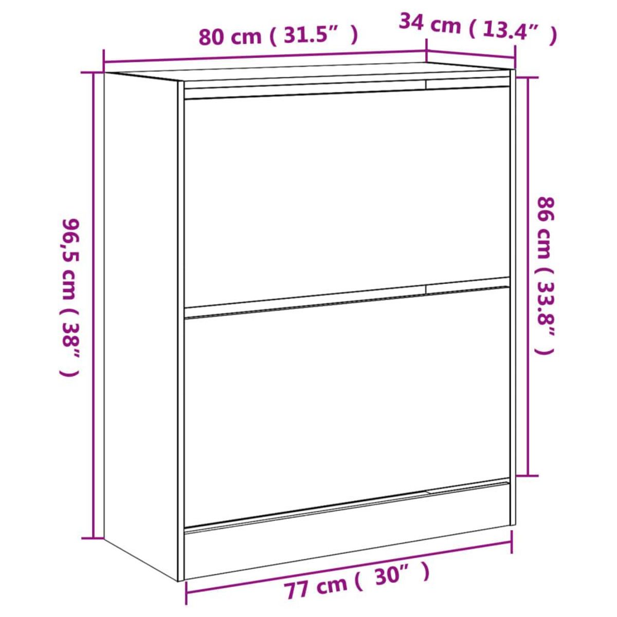 VIDAXL Armoire a chaussures chene fume 80x34x96,5 cm bois d'ingenierie