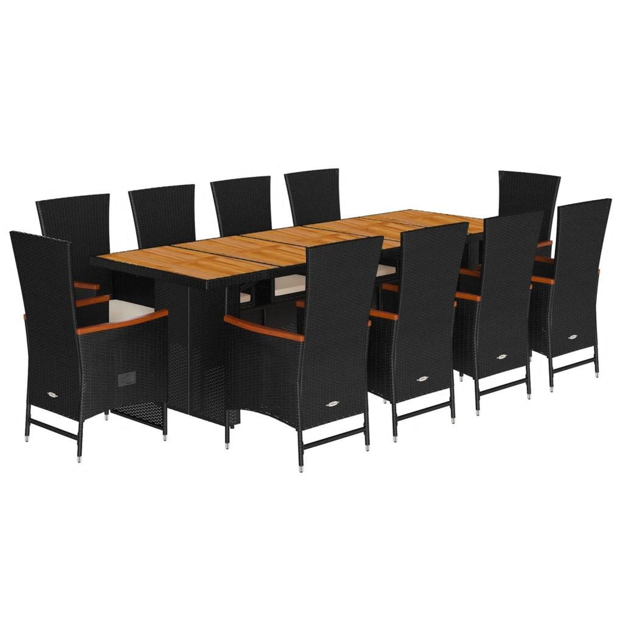 Voir la diapositive 2 : VIDAXL Ensemble a manger de jardin 11 pcs coussins noir resine tressee