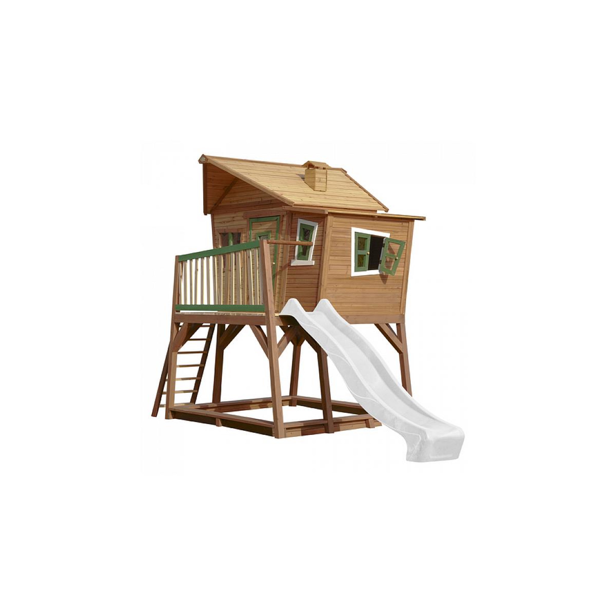 Voir la diapositive 2 : Axi House AXI Crooked Max Maisonnette Marron vert Toboggan Blanc