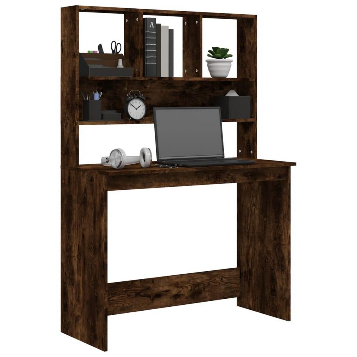 VIDAXL Bureau avec etageres Chene fume 102x45x148 cm Bois d'ingenierie